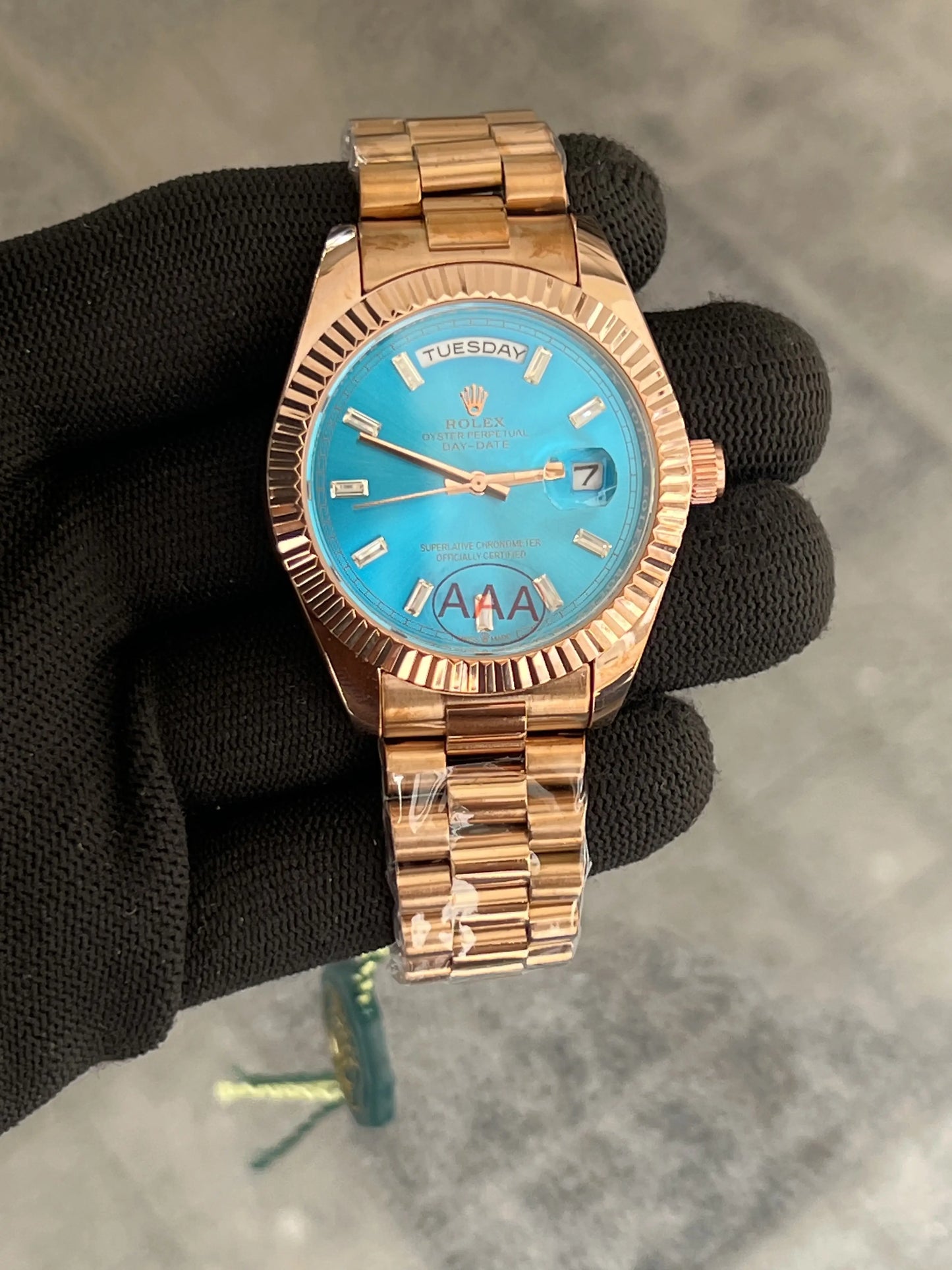 Rolex Day Date Rose Gold Blue