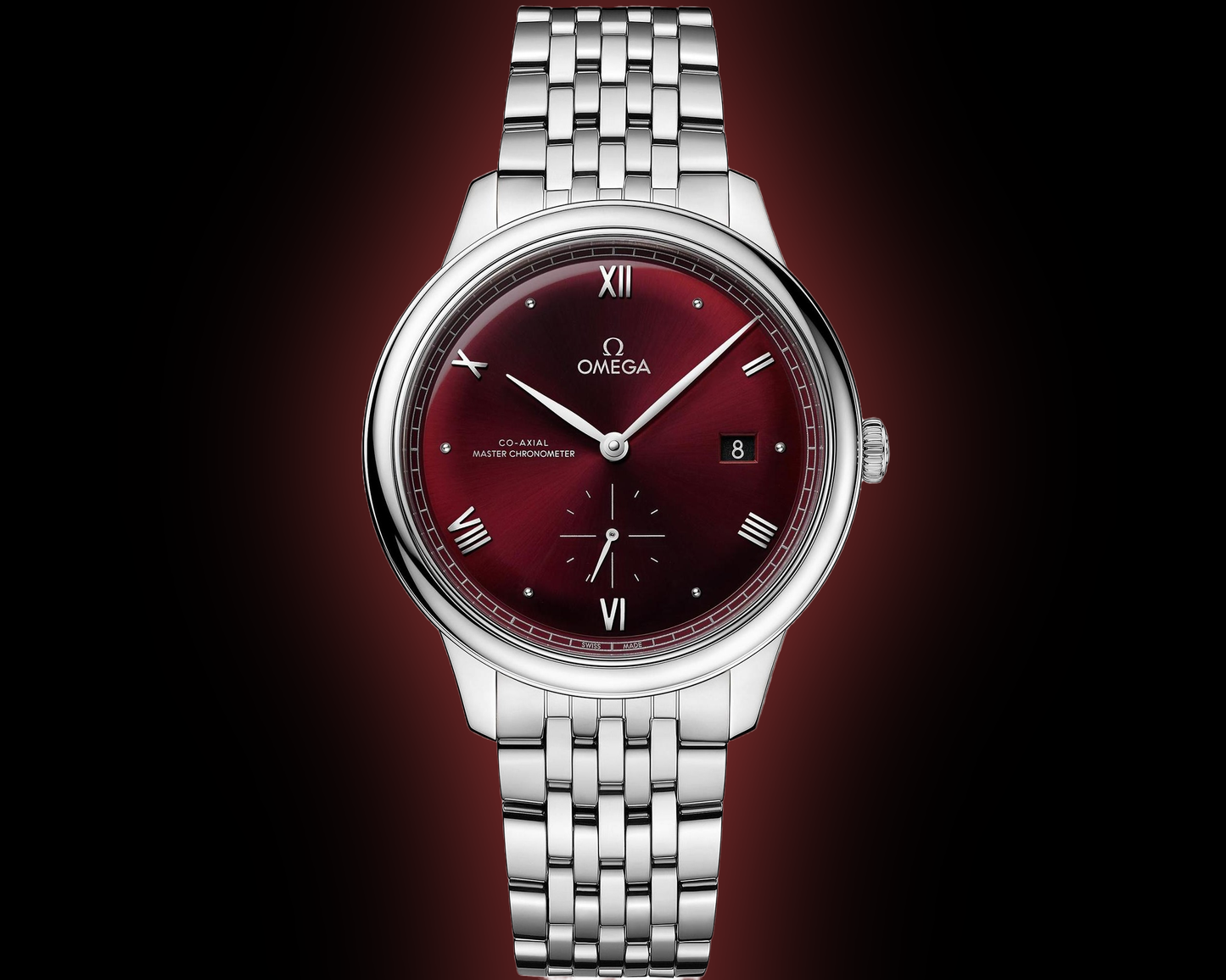 omega De Ville Prestige Silver Red