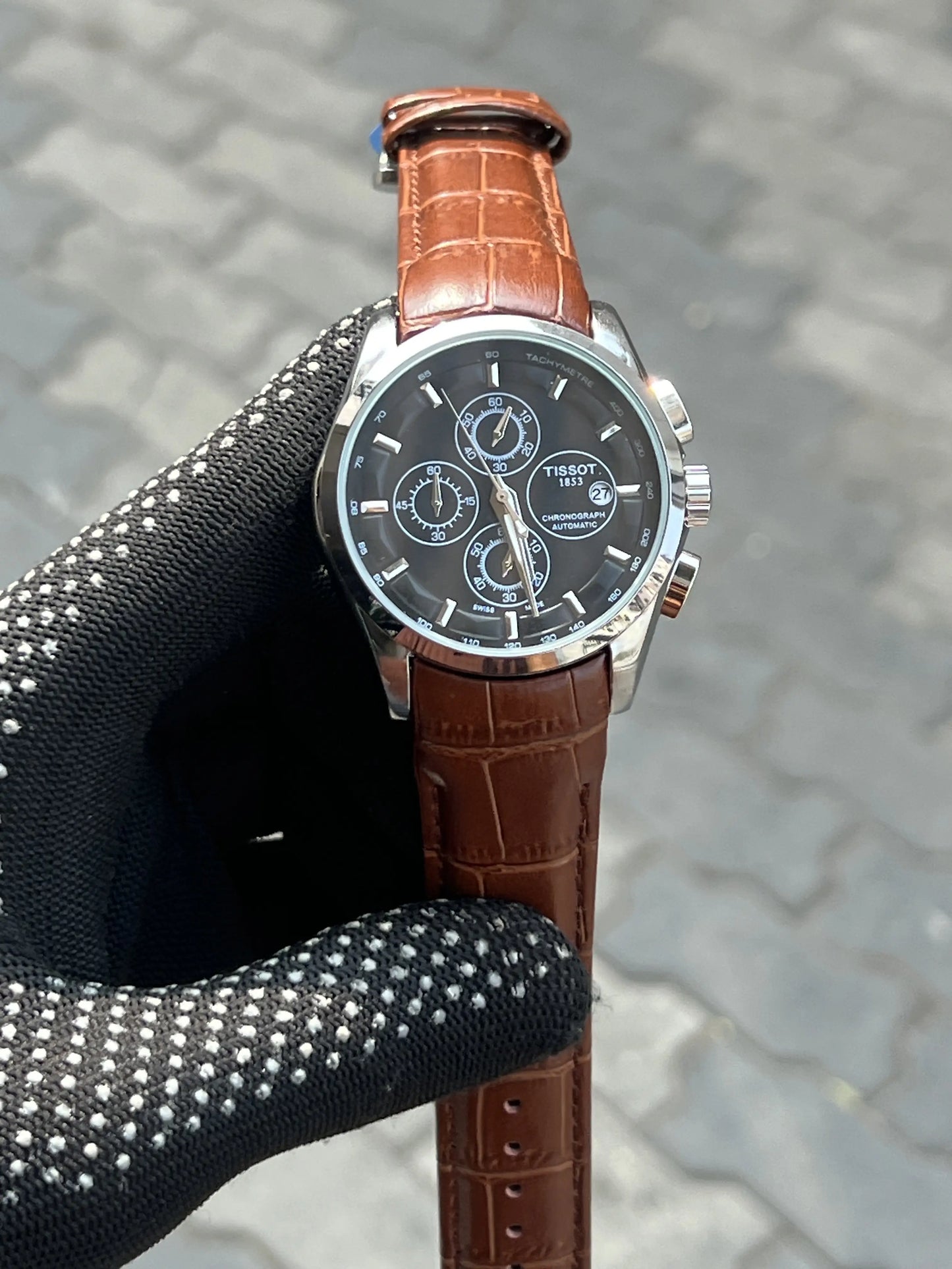 Tissot 1853 Belt Brown Black Silver