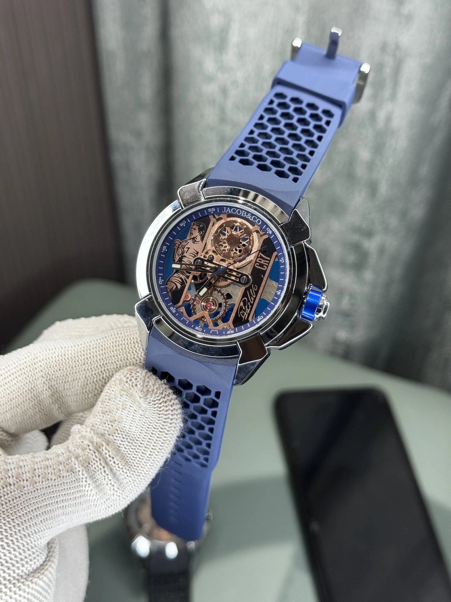 Jacob&Co. Sweep Silver Blue Cr7 Quartz Watch
