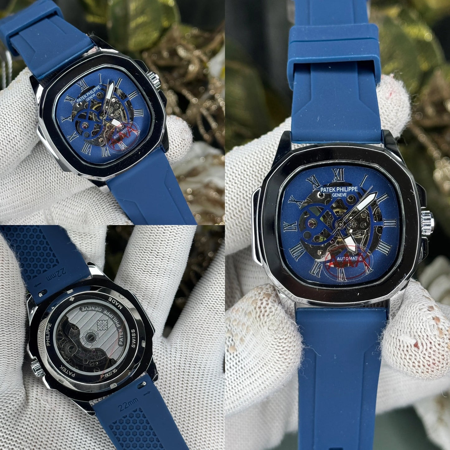 Patek Philippe Silver Blue Premium Automatic Watch