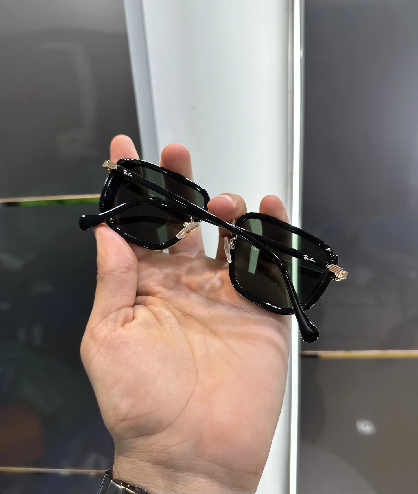 Ray Ban Gold Green Glass Premium Shades 6527