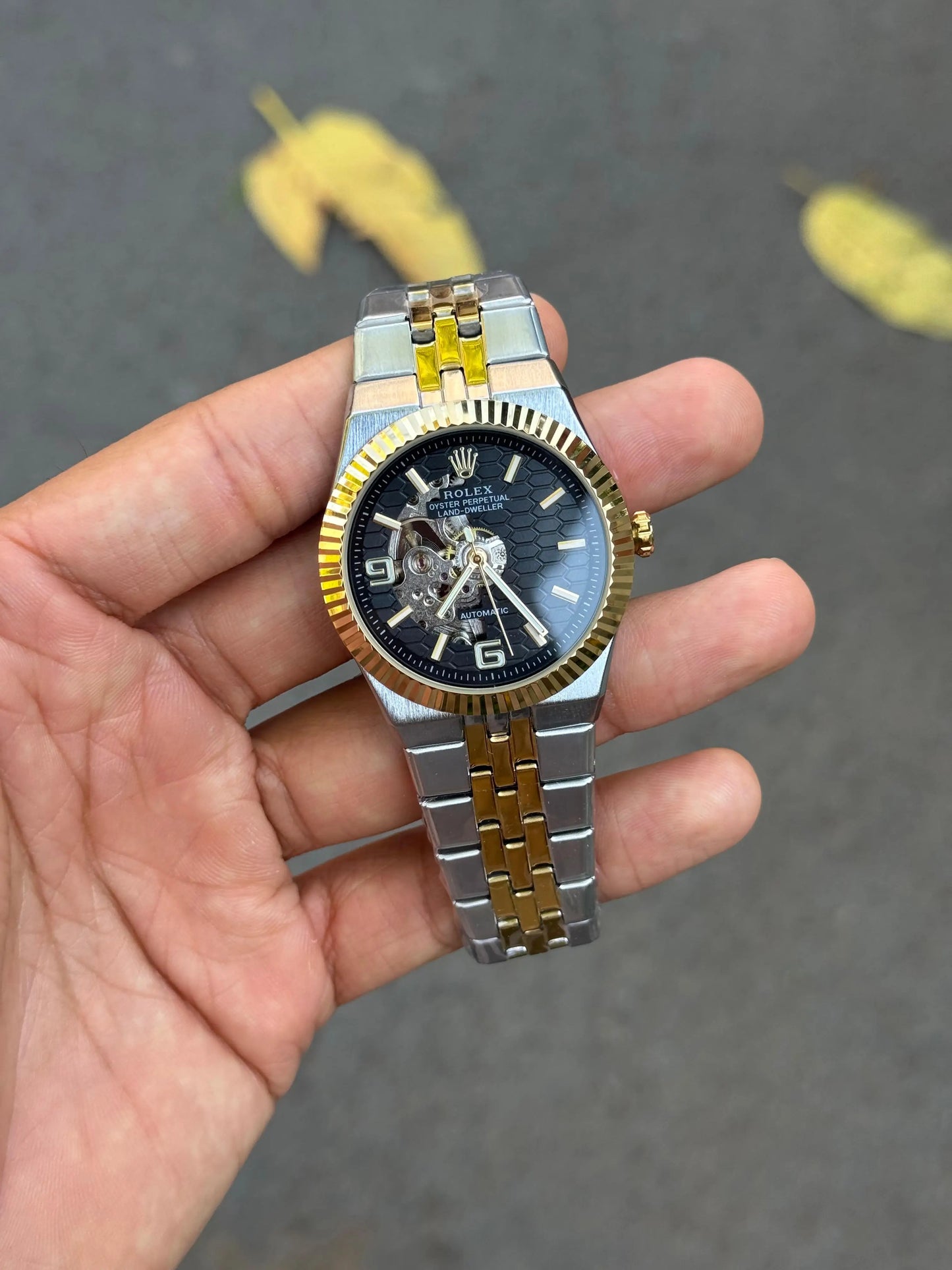 Role_x LAND DWELLER Oyster Perpetual Automatic Two Tone Black Dial