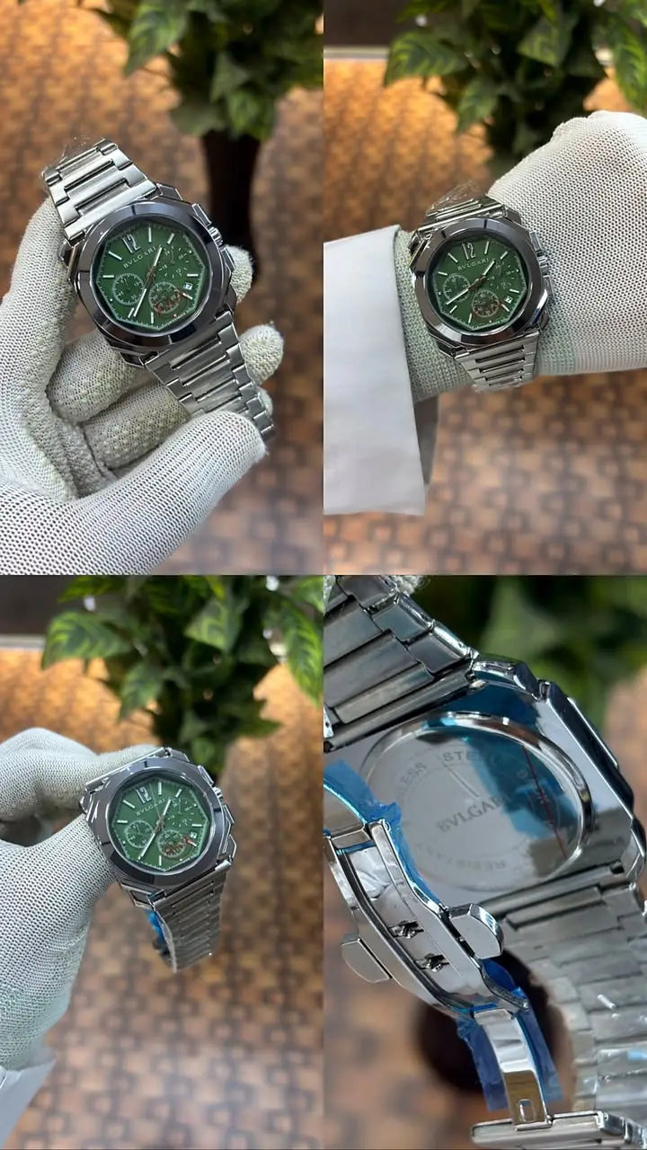 Bvlgari Octo Finissimo chronograph silver-Green