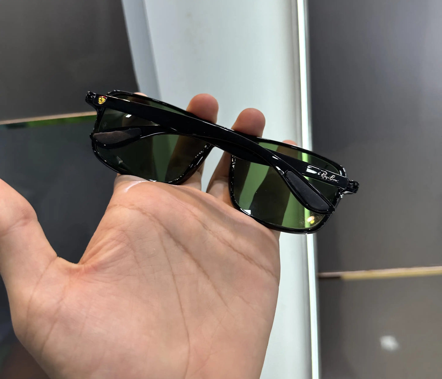 RayBan Black Green Glossy Premium Shades 4375