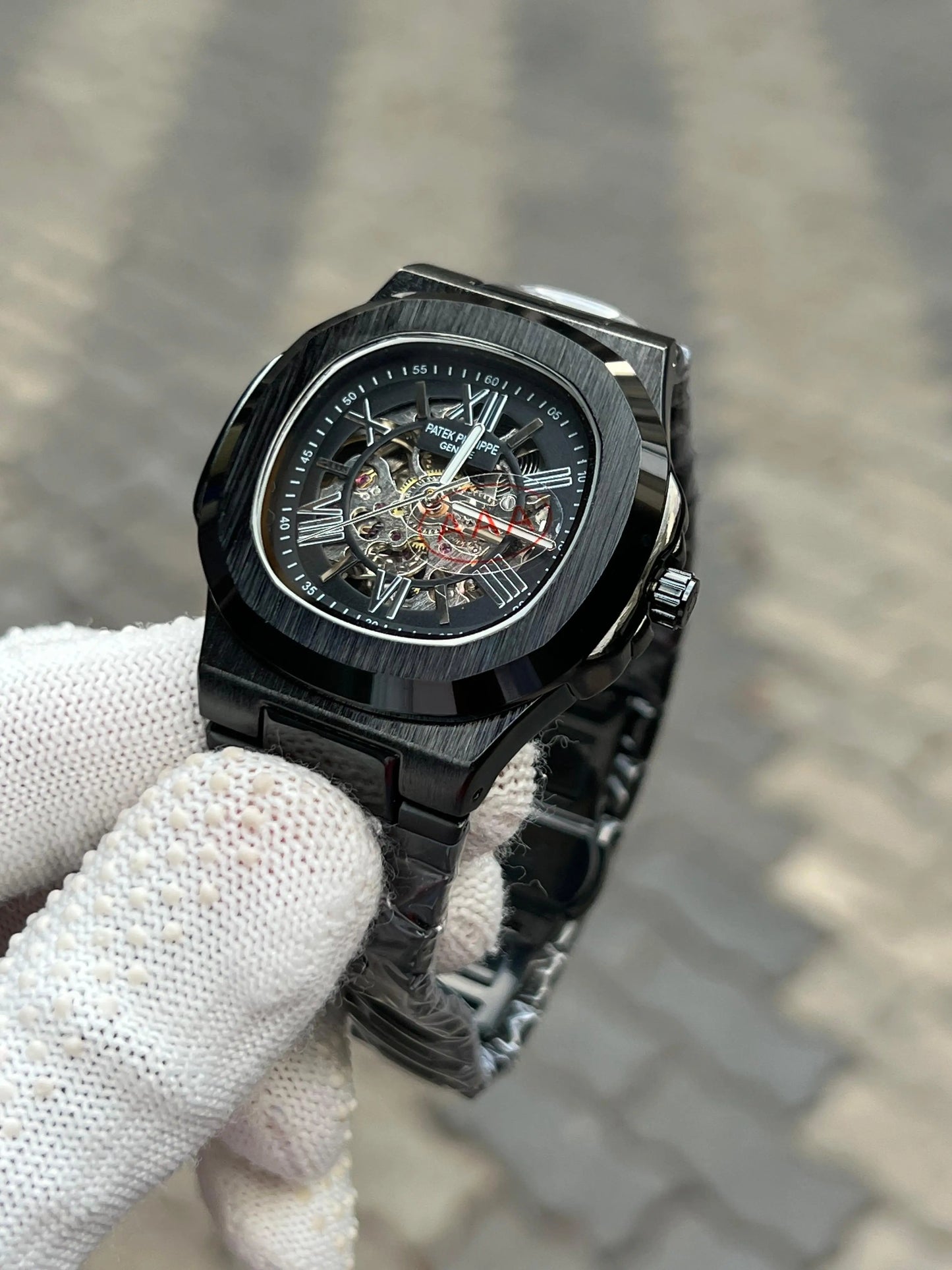 Patek Phillipe Skeleton Roman Full Black