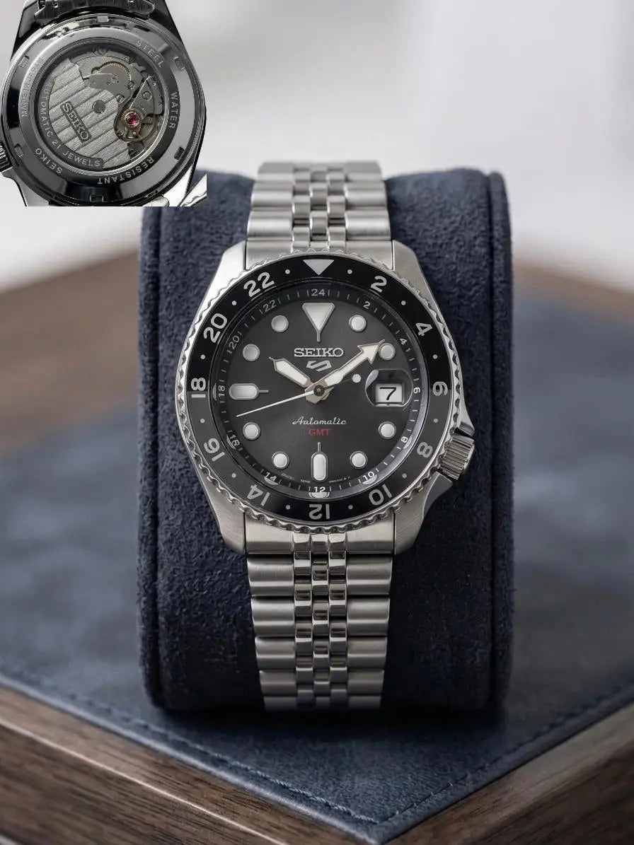 Seiko GMT Quartz Silver Black (Back Open) 382