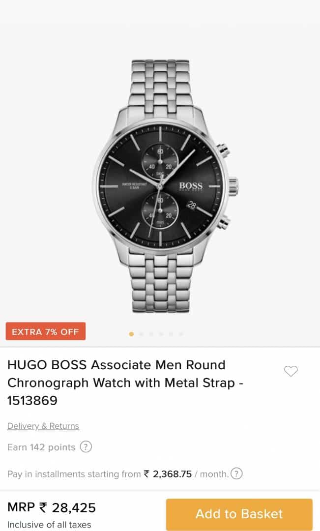 Hugo  Boss Associate Silver-Black Chronograph Metal Luxury Watch