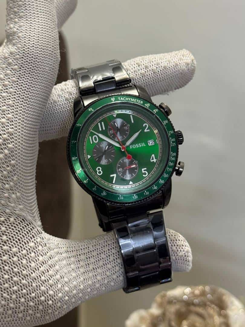 Fossi l Tourer Black Green Dial Metal Watch