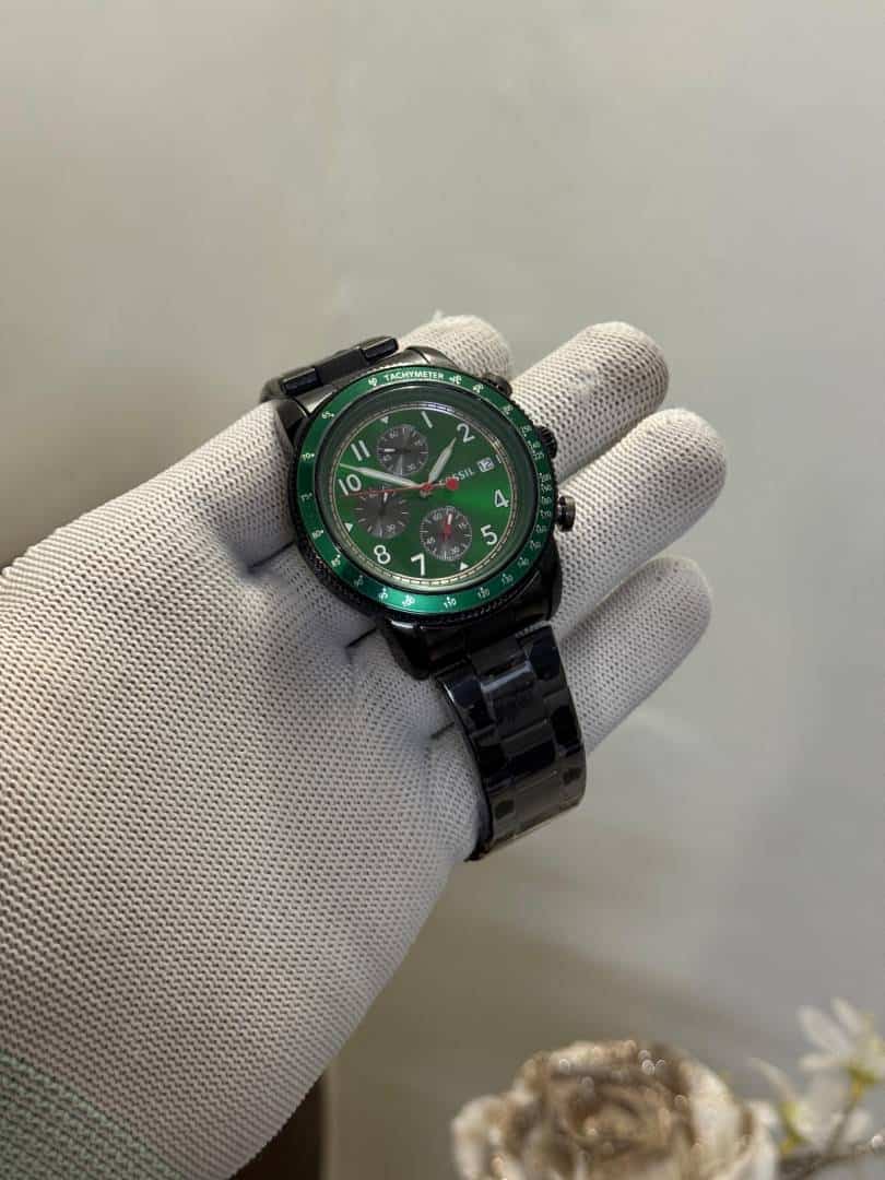 Fossi l Tourer Black Green Dial Metal Watch