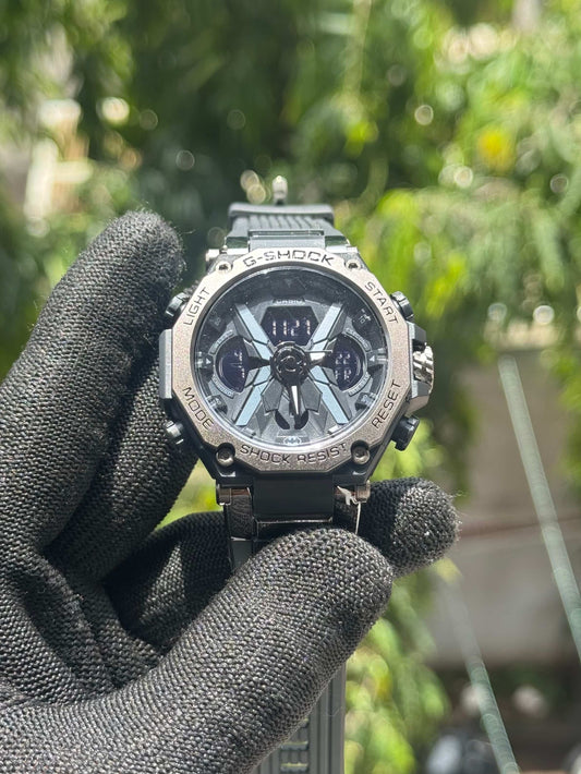 Gshock All Black Silicone Strap Analog With Digital Premium Watch