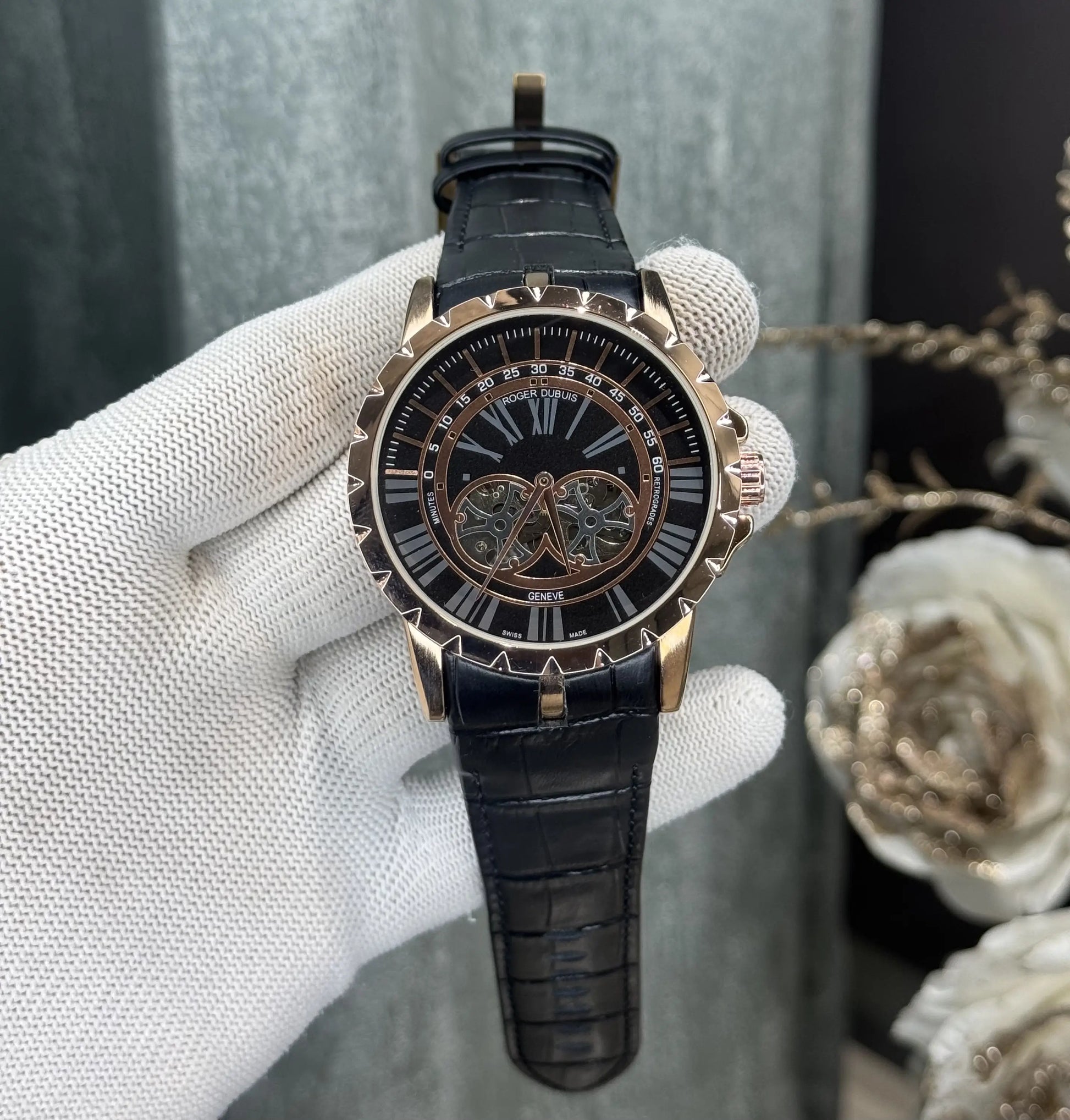 Roger Dubuis E-xcalibur Copper Black Leather Strap Automatic Watch