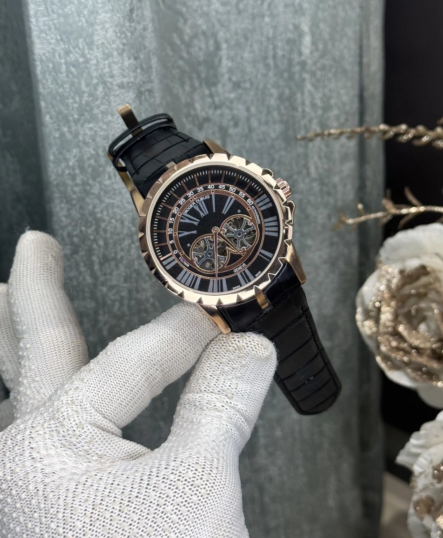 Roger Dubuis E-xcalibur Copper Black Leather Strap Automatic Watch