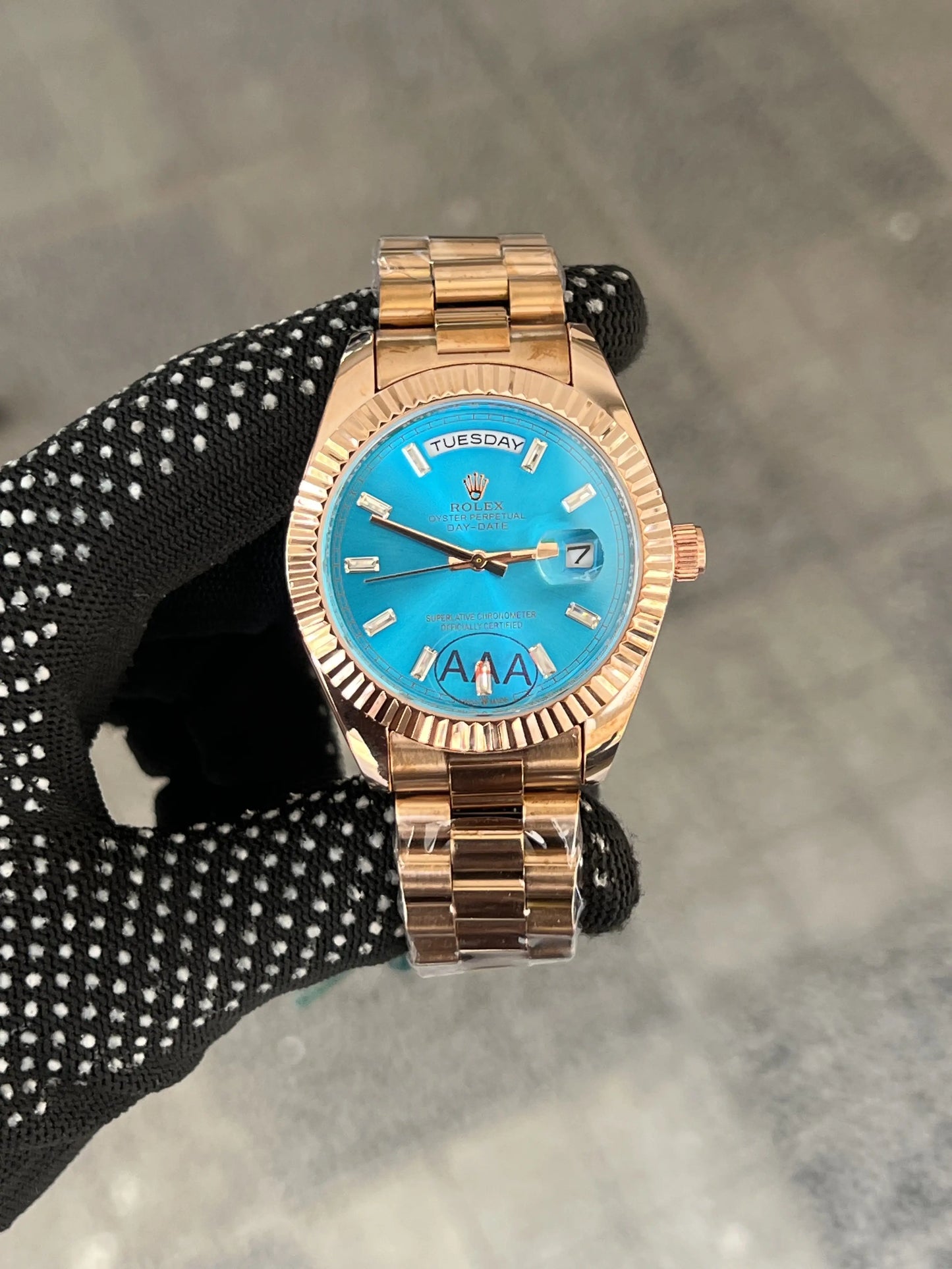 Rolex Day Date Rose Gold Blue