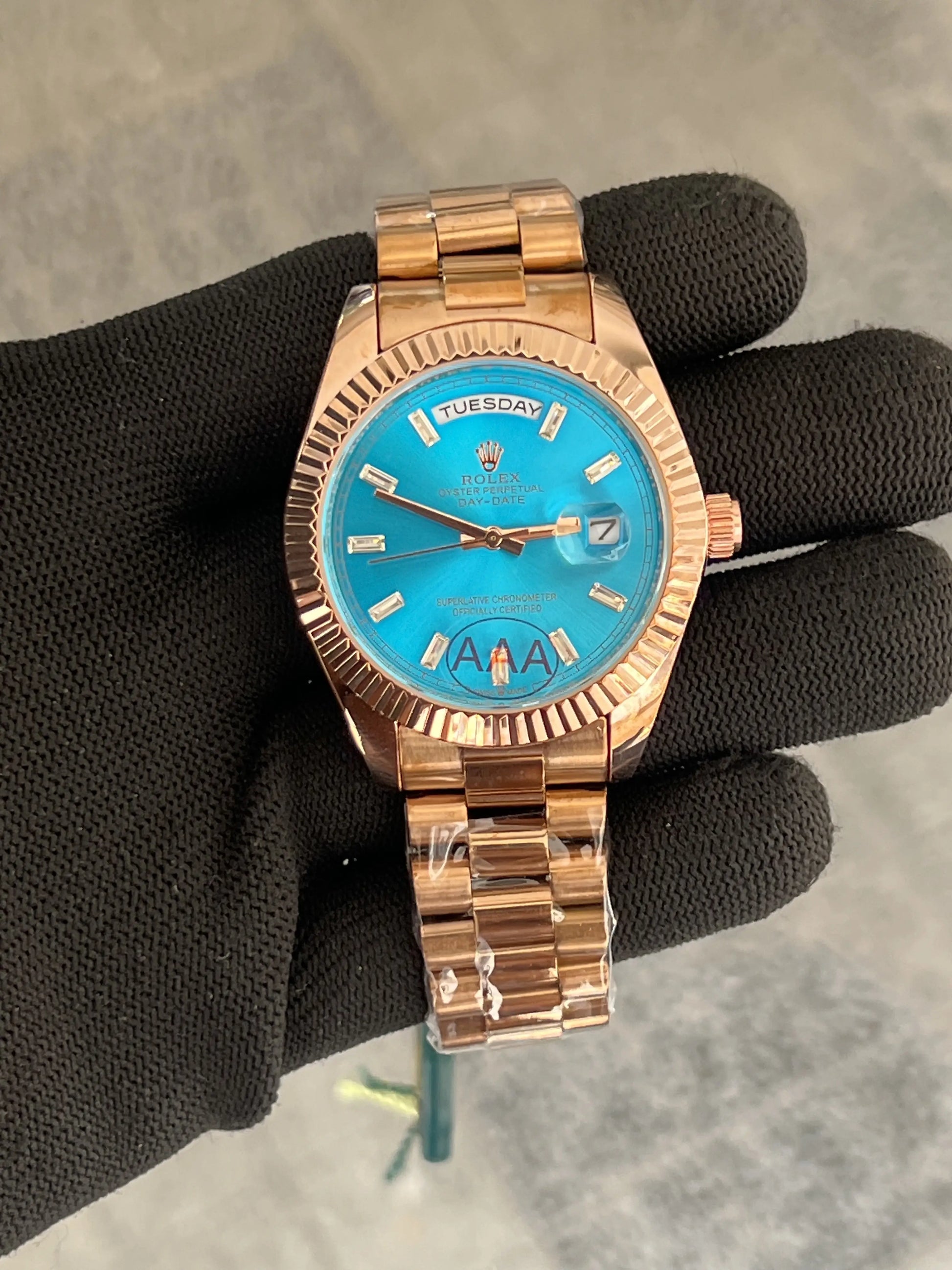 Rolex Day Date Rose Gold Blue