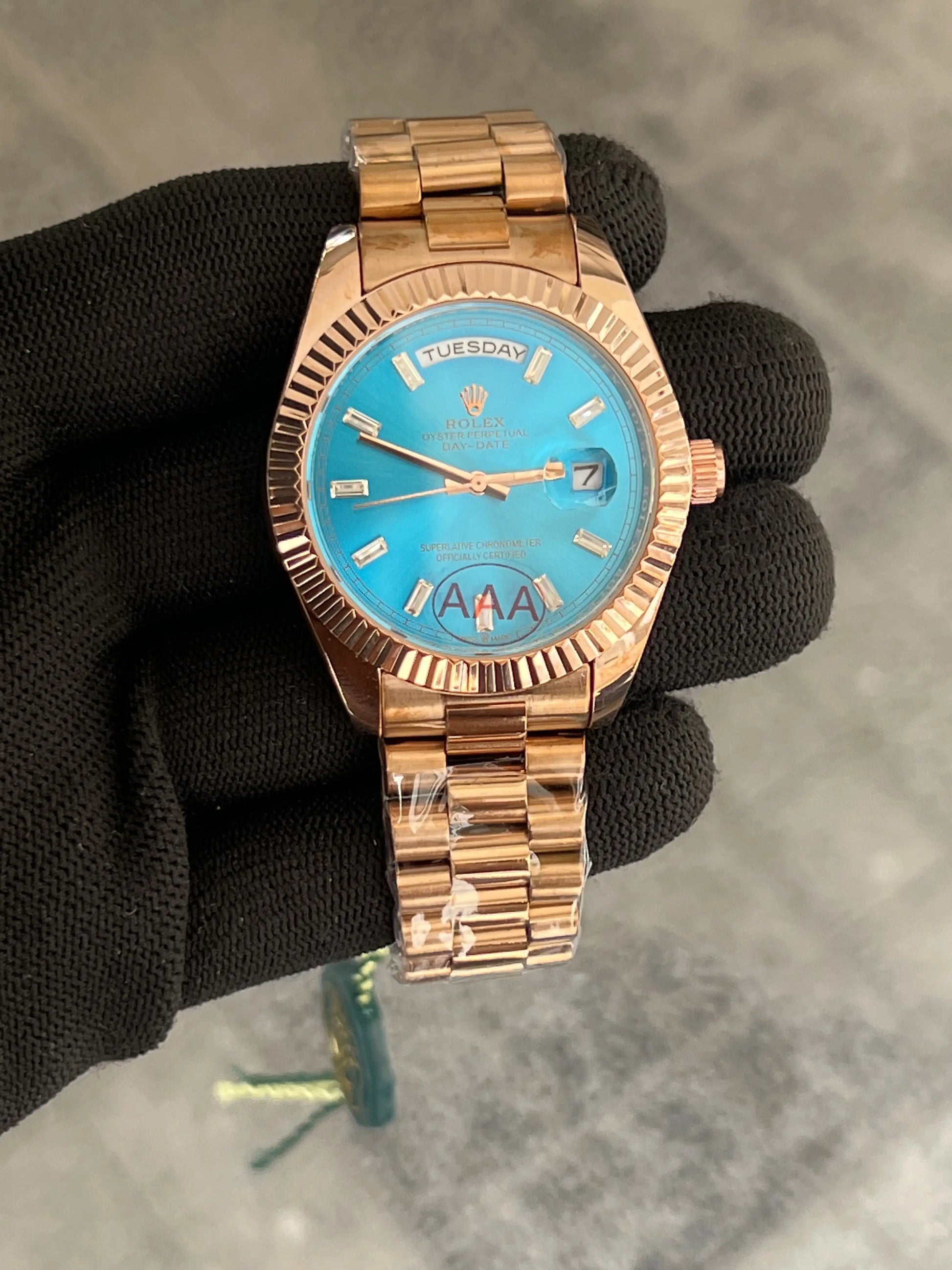 Rolex Day Date Rose Gold Blue