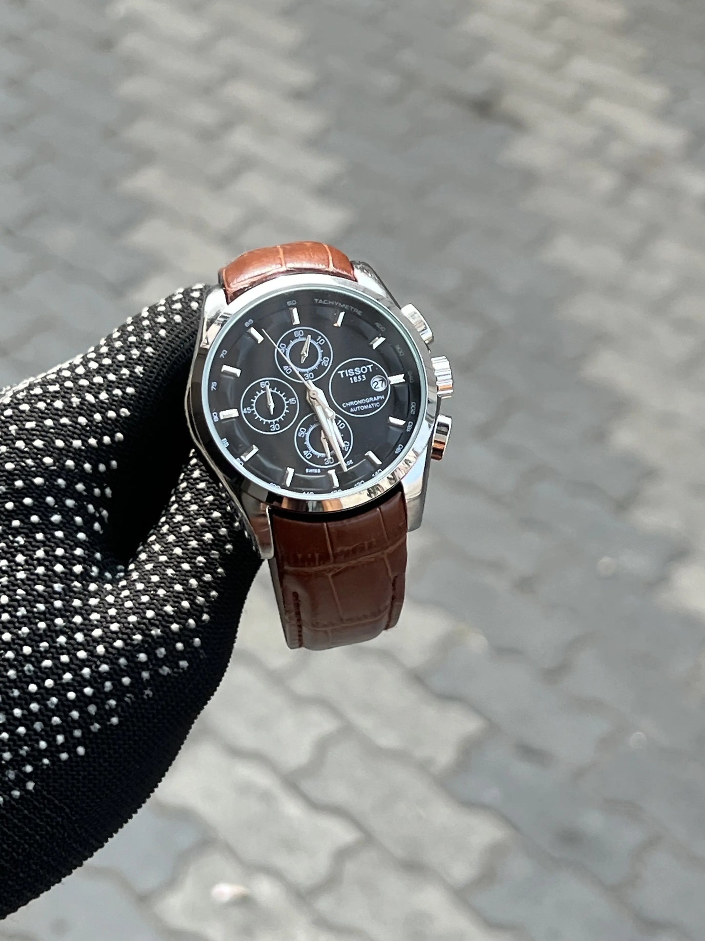 Tissot 1853 Belt Brown Black Silver