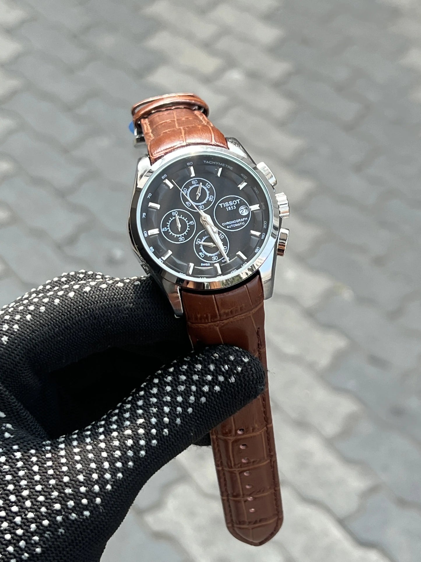 Tissot 1853 Belt Brown Black Silver