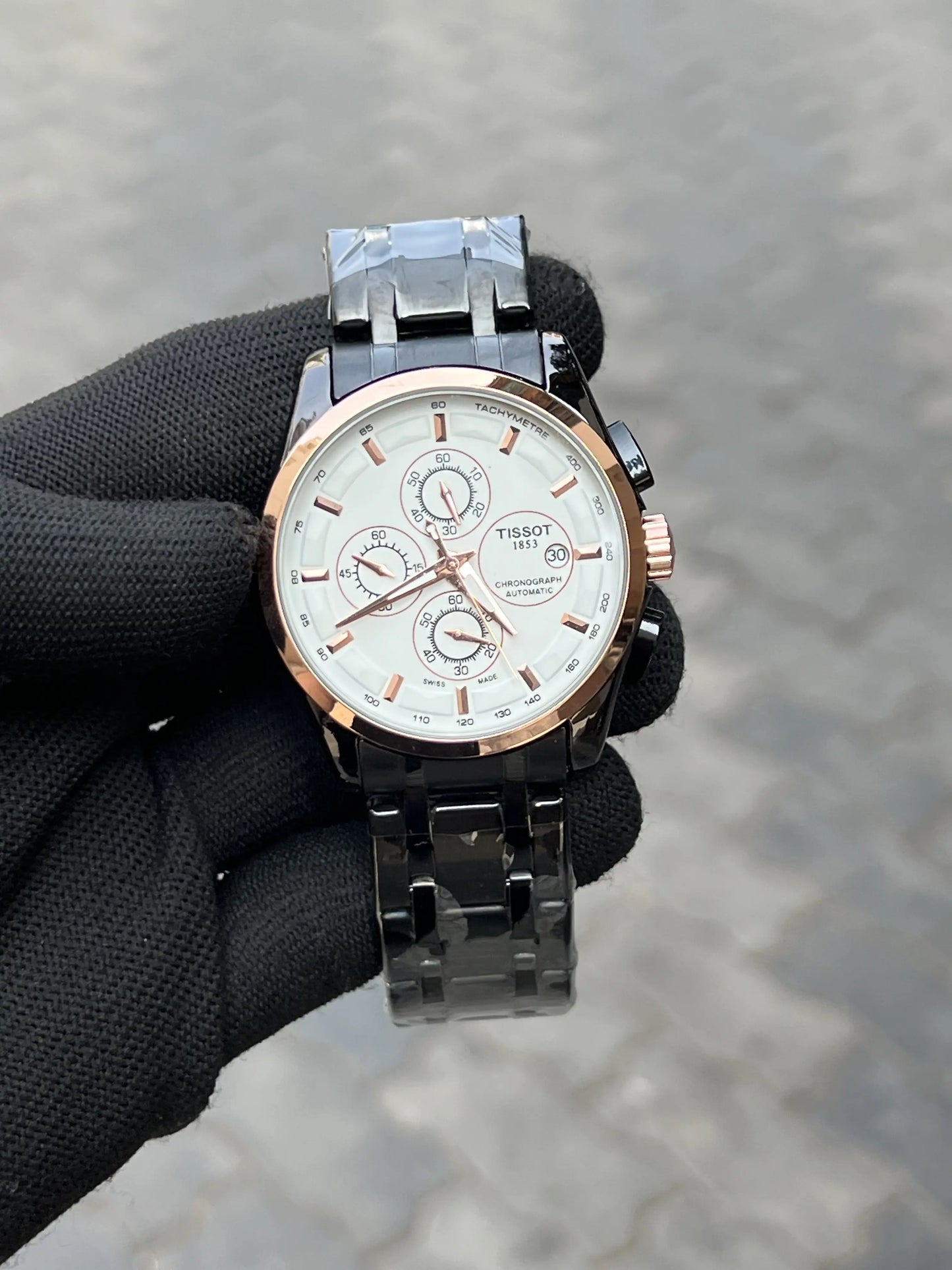 Tisso_t 1853 Chain Black Rose Gold White