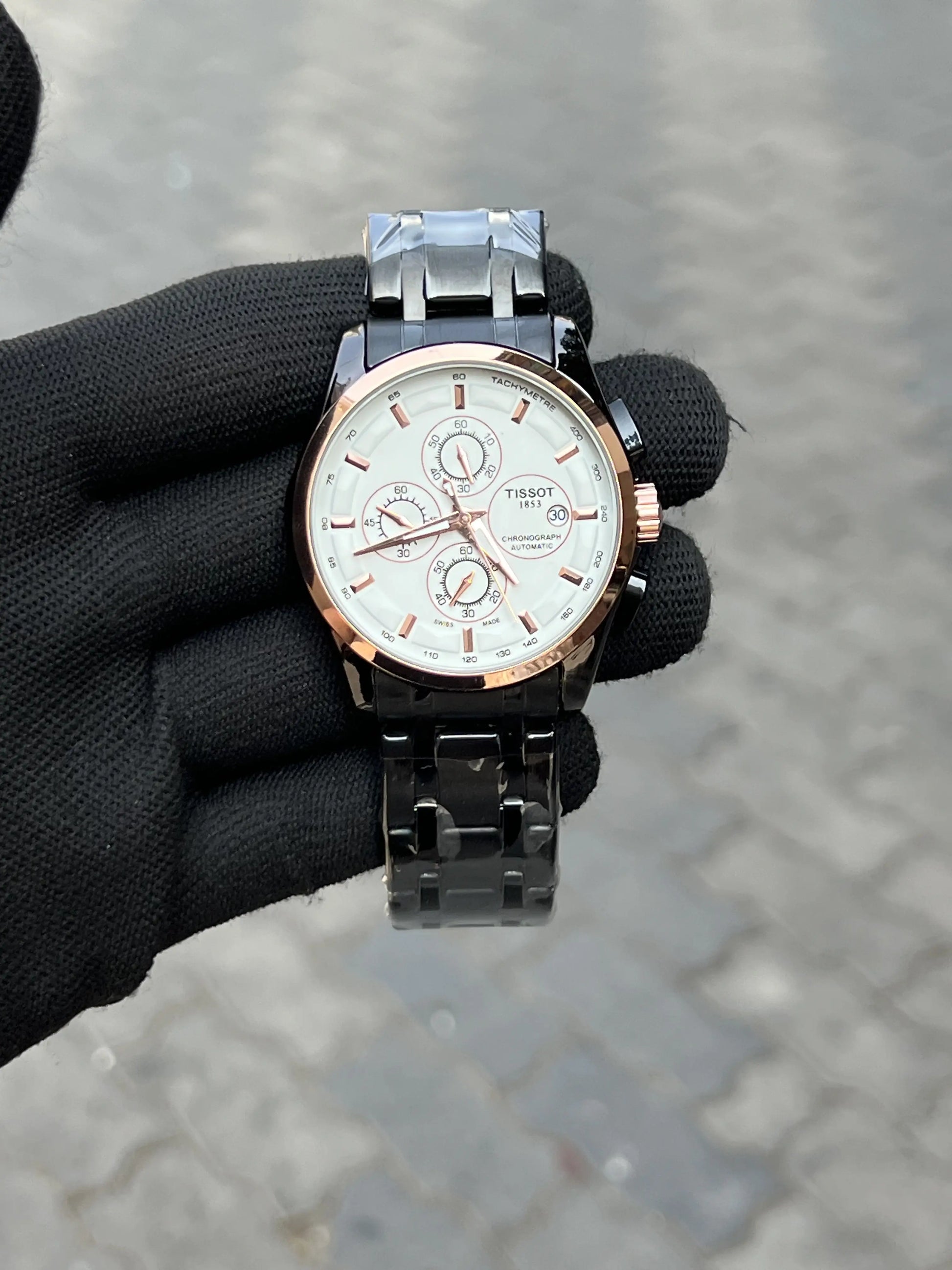 Tisso_t 1853 Chain Black Rose Gold White