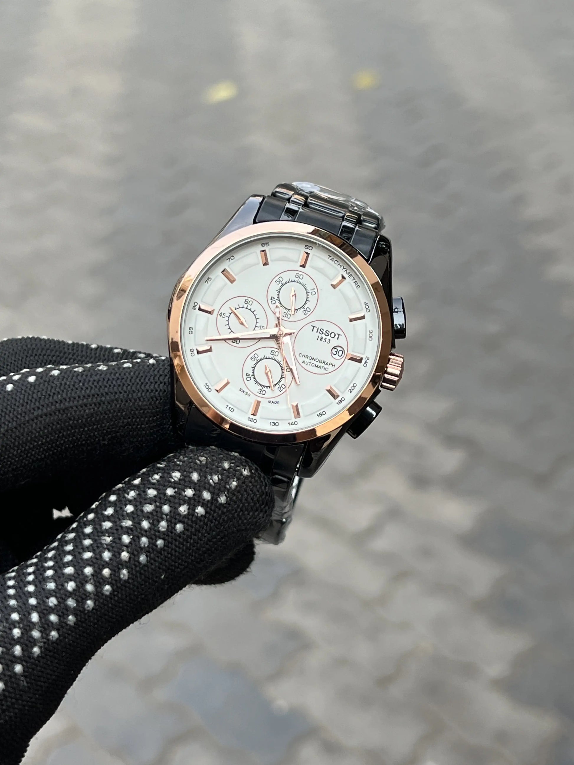Tisso_t 1853 Chain Black Rose Gold White