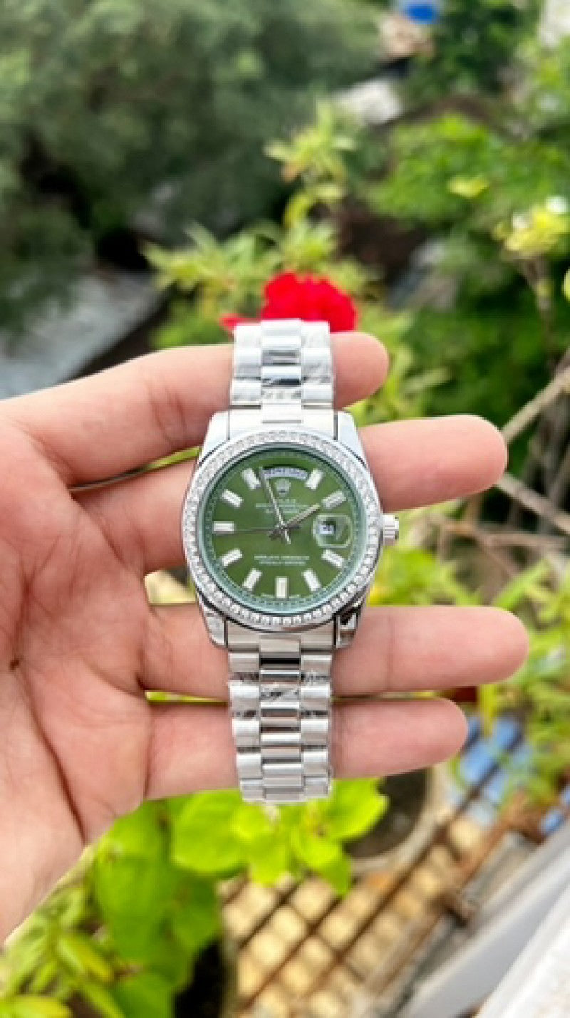 Rolex Day Date Diamond Silver/Green