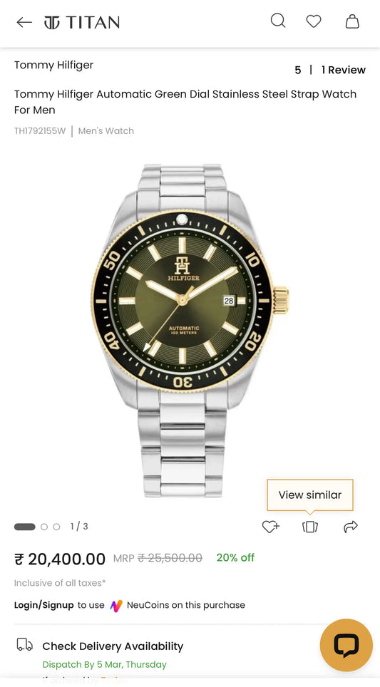 Tommy Hilfige r Silver Green Premium Watch