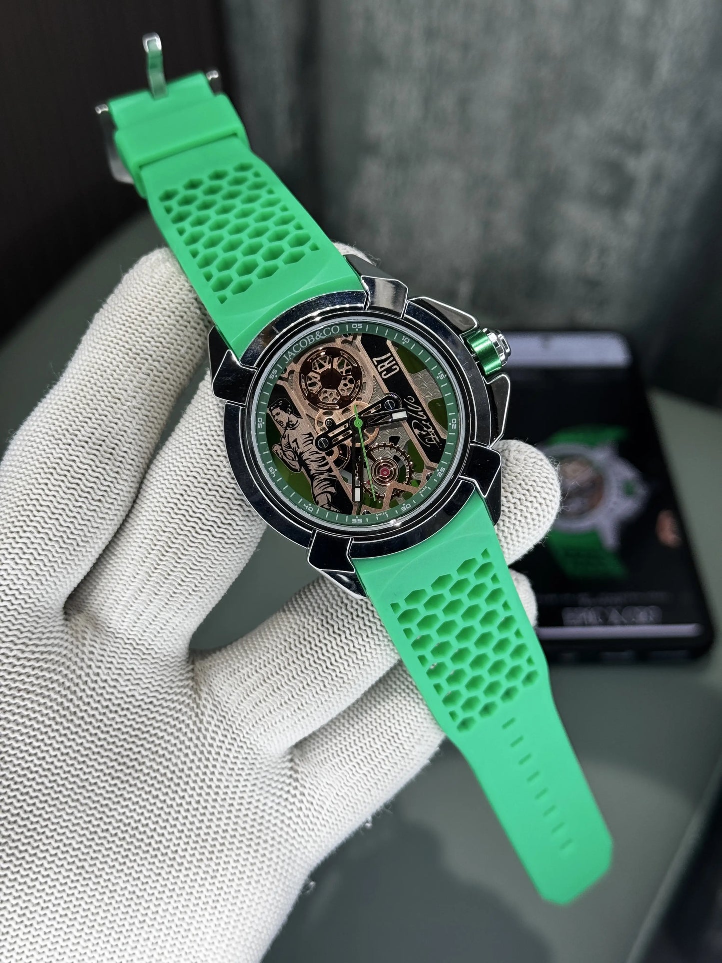 Jacob&Co. Sweep Silver Green Cr7 Quartz Watch