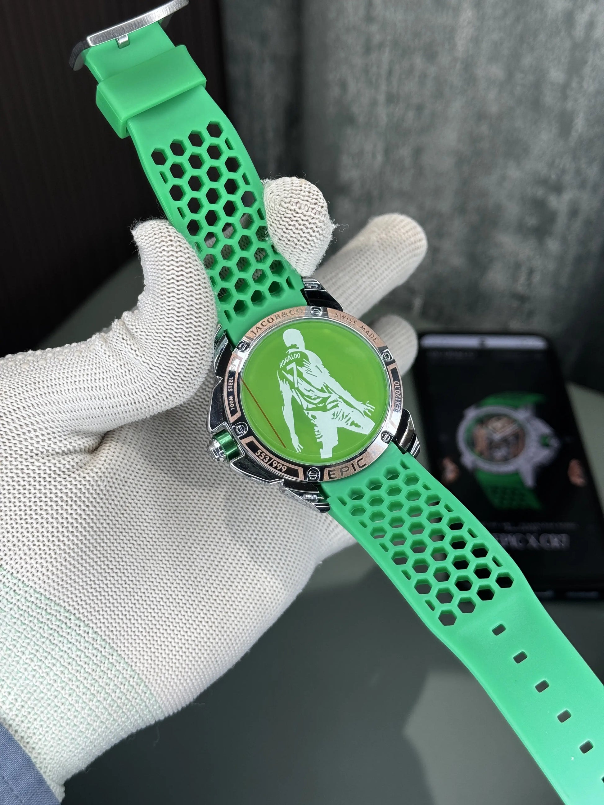 Jacob&Co. Sweep Silver Green Cr7 Quartz Watch