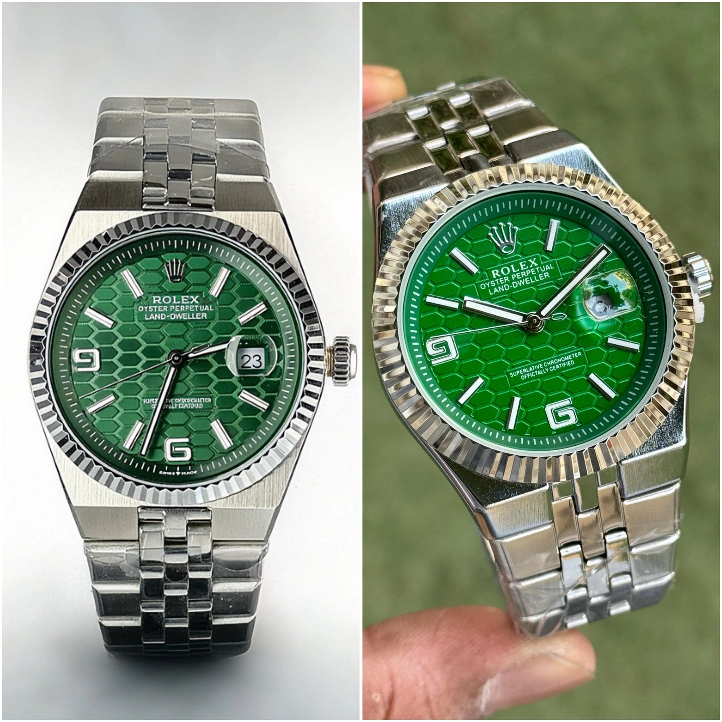 rolex land deweller green