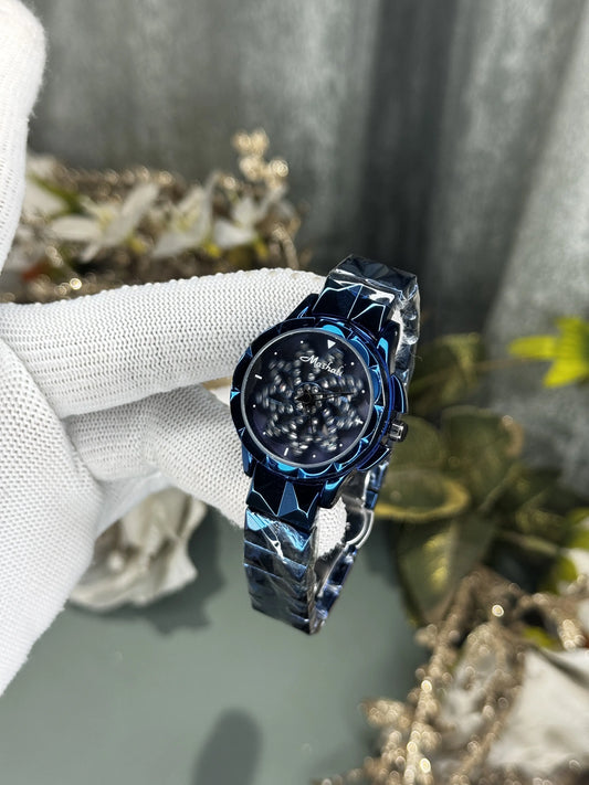 Mashali All Blue Rotating Floral Purple Premium Watch