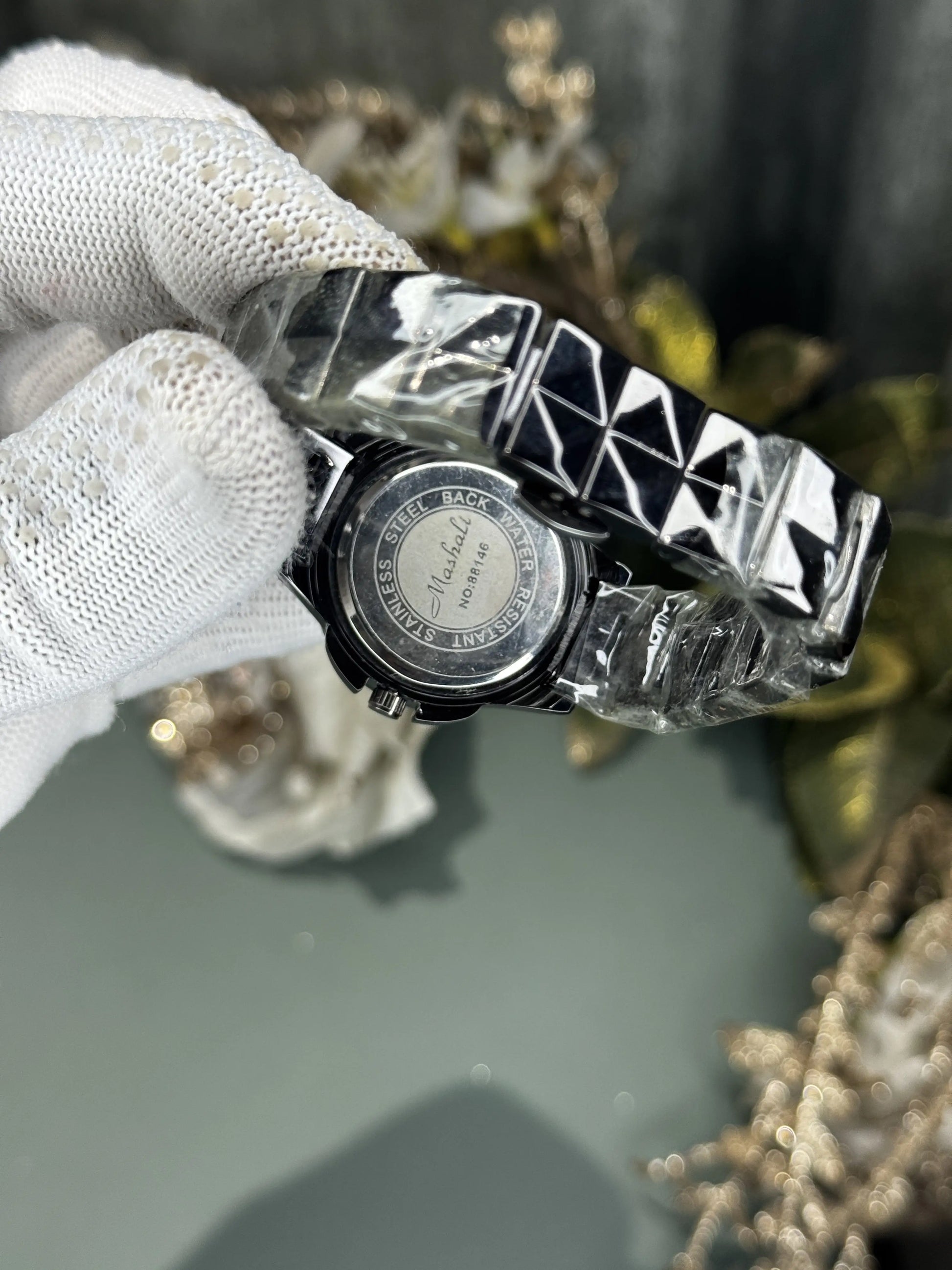 Mashali All Black Rotating Floral  Premium Watch