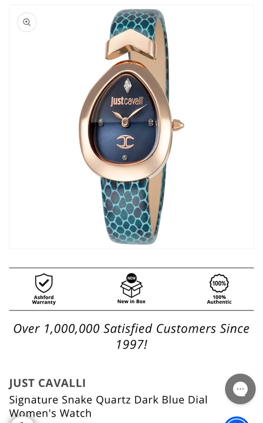 Just Cavalli Signature Snake Quartz Dark Blue Dial Women's Watch