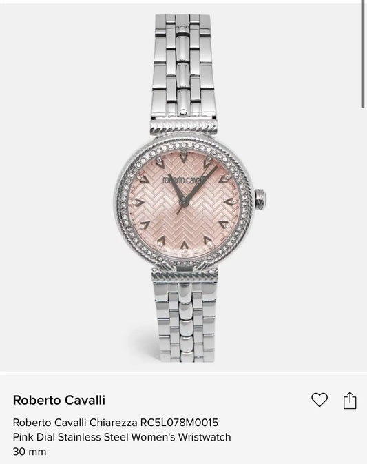 Roberto Cavalli Chiarezza RC5L078M0015 Pink Dial Stainless Steel Women's Wristwatch30 mm