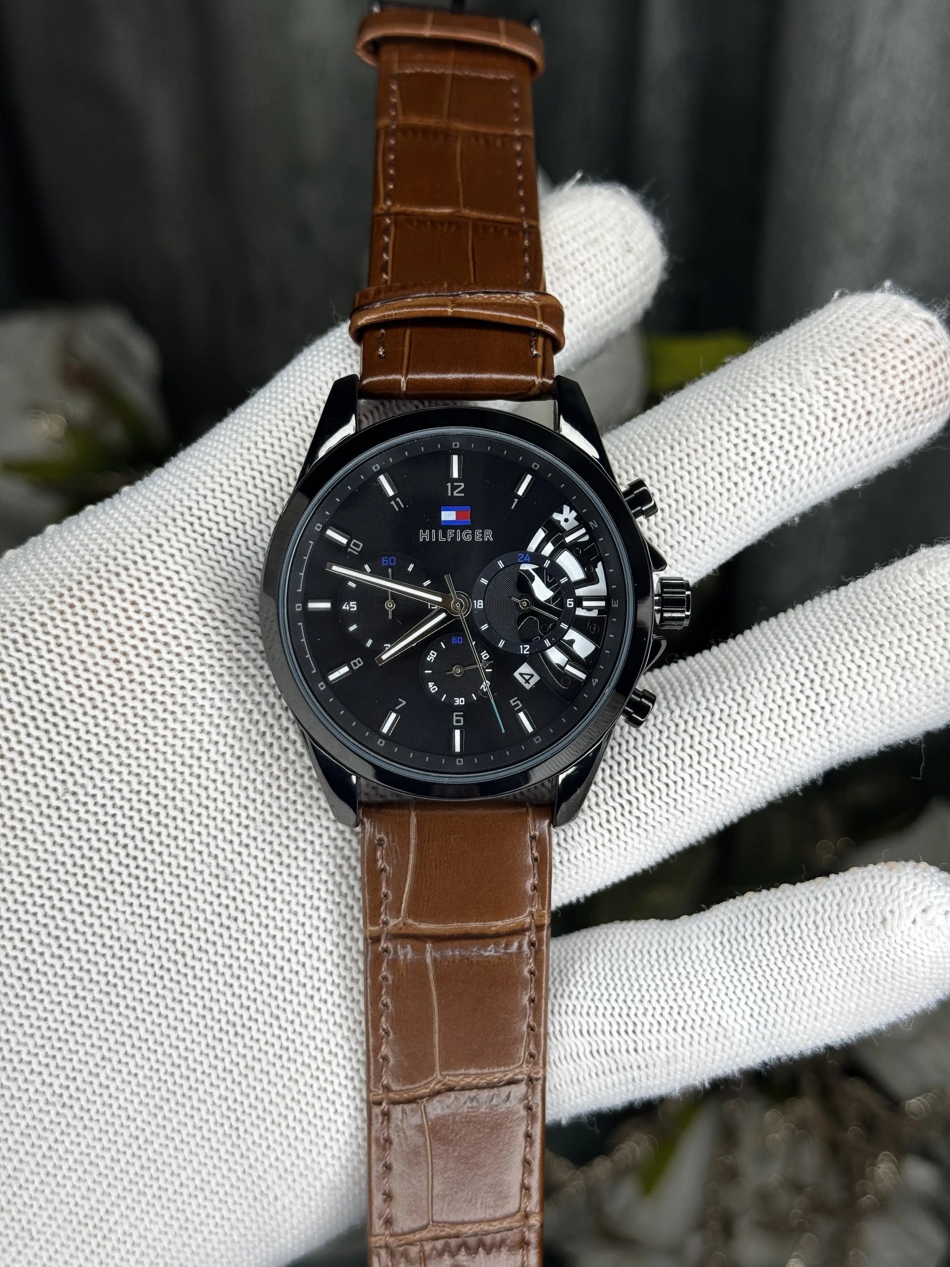 Tommy Hilfige r Black Brown Chronograph Premium Watch
