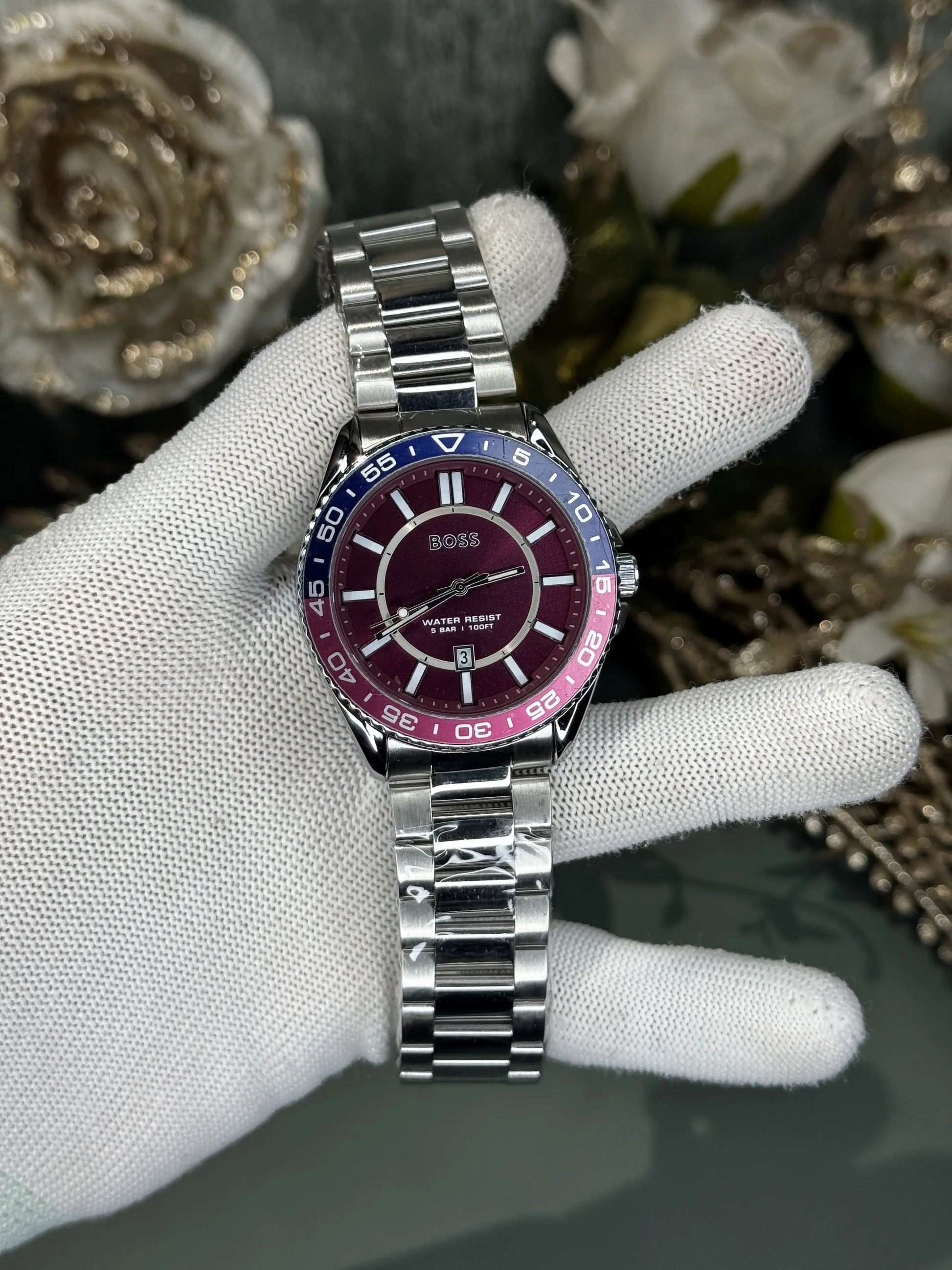 Hugo Boss Runner Red Dial Premium Quartz Watch