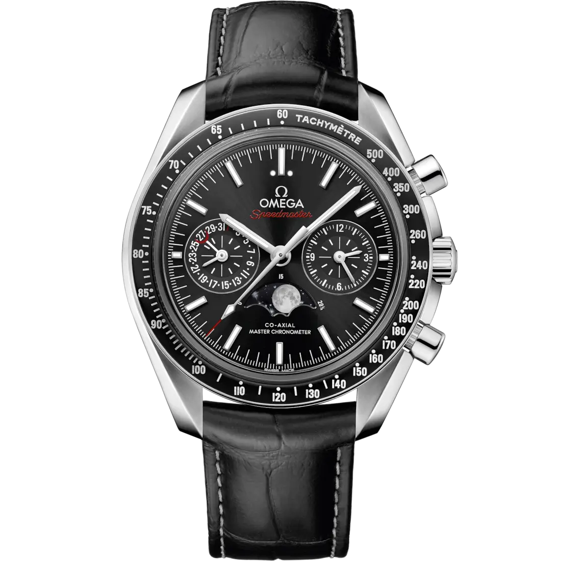 Omega SpeedMaster Moonphase Black Leather Automatic