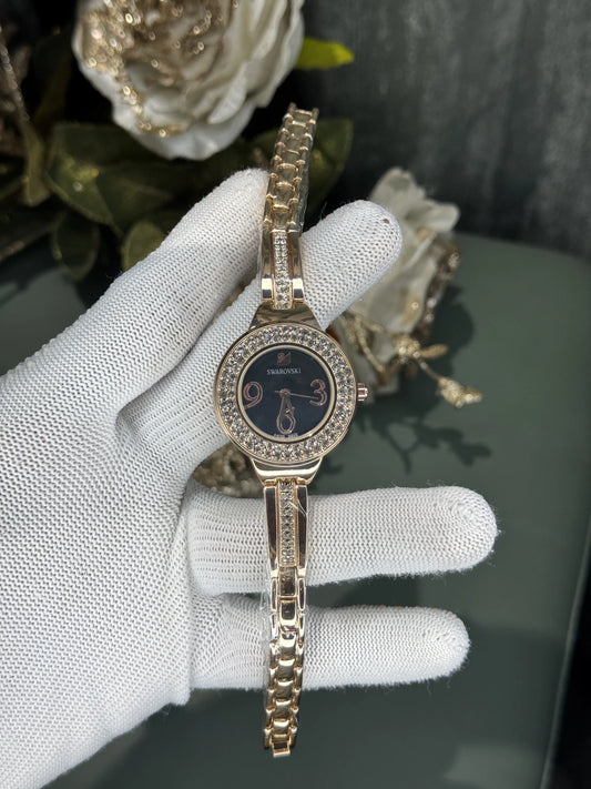 Swarovsk i Rose Gold Black Premium Watch