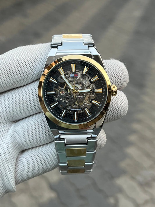 Tomm_y Hilfiger Chain Automatic Two Tone Black