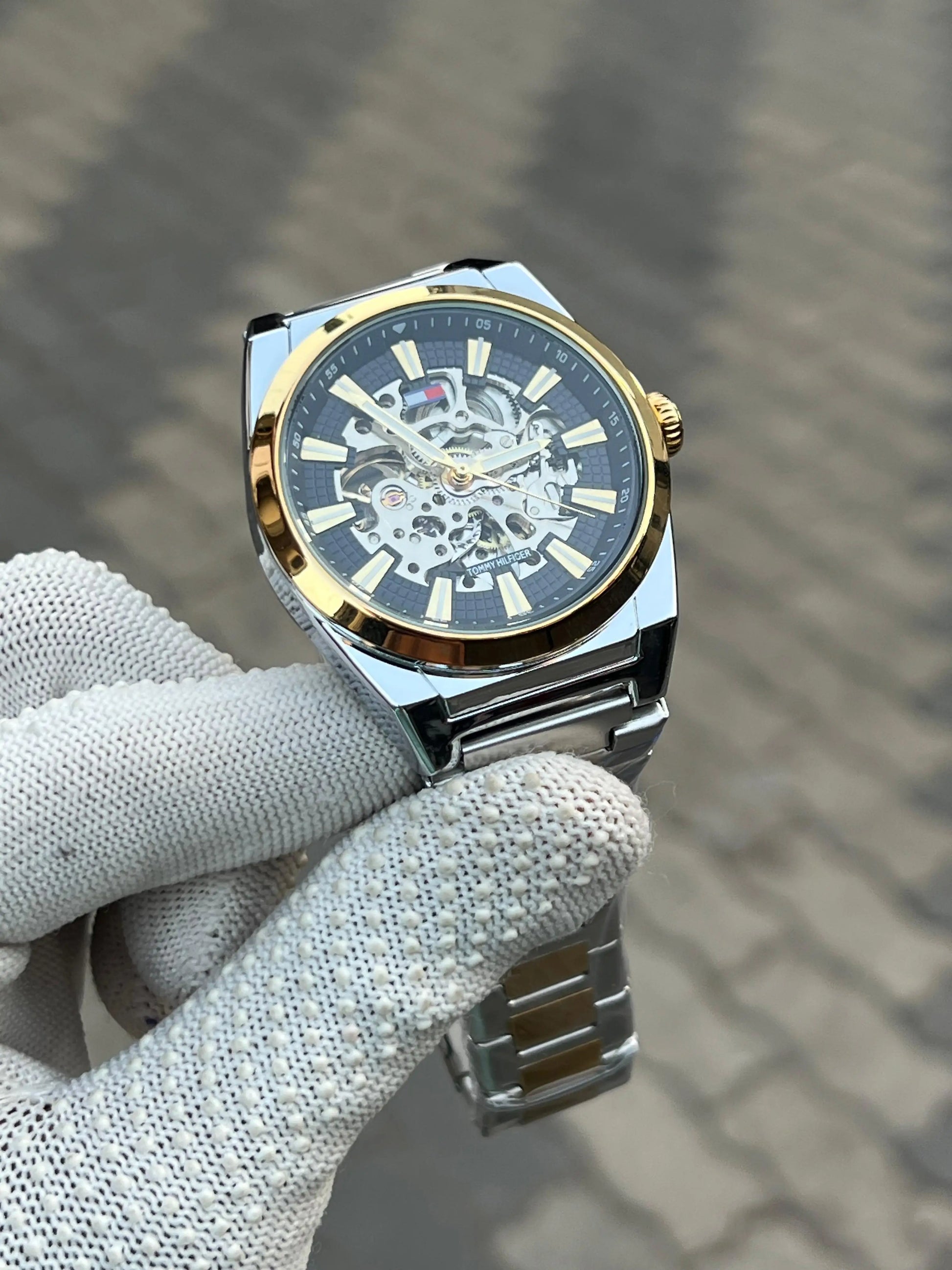 Tomm_y Hilfiger Chain Automatic Two Tone Black