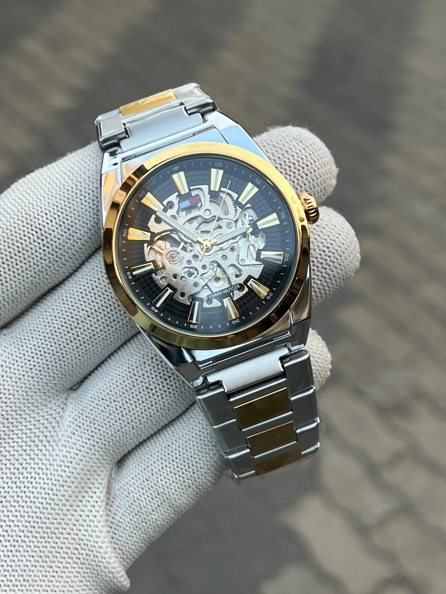 Tomm_y Hilfiger Chain Automatic Two Tone Black