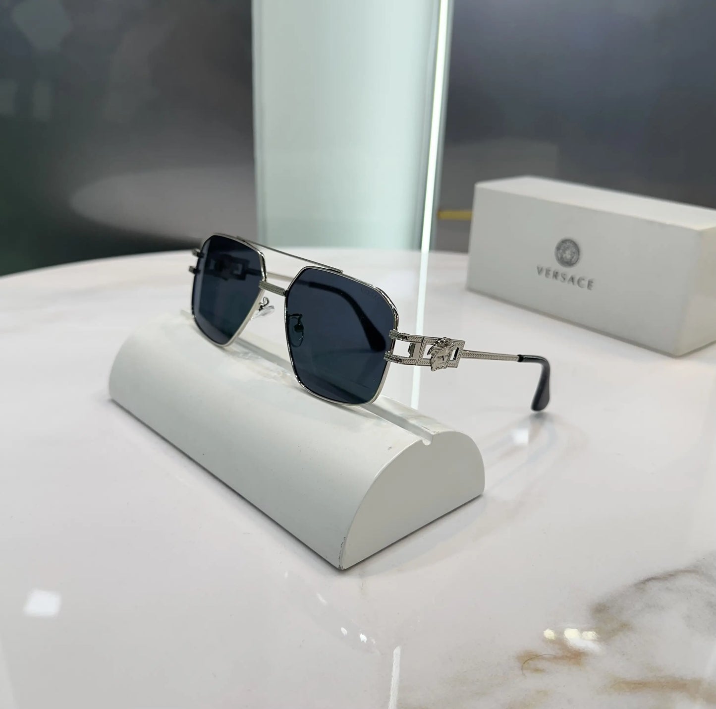 Versace Silver Black Premium Shades 2602