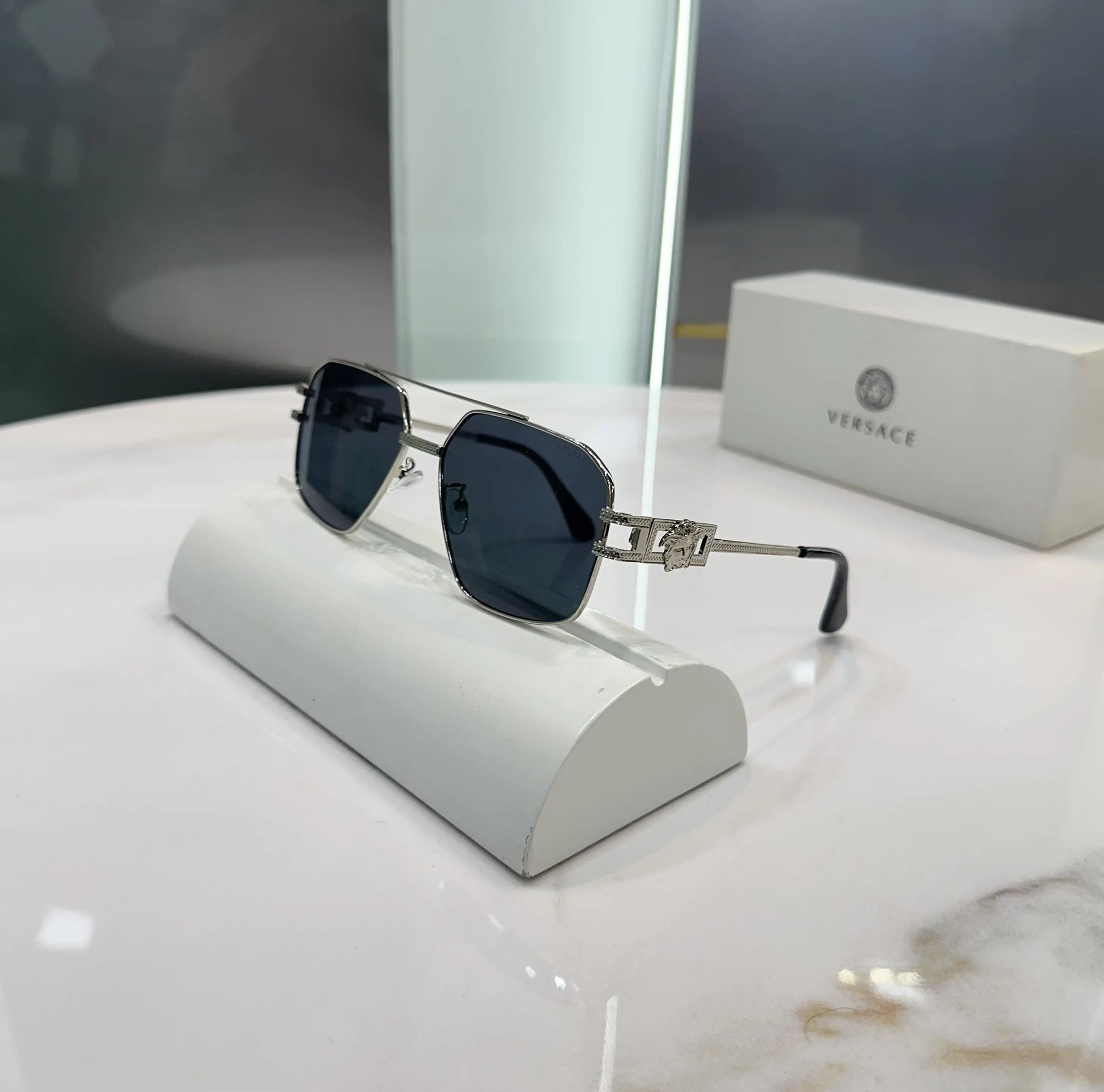 Versace Silver Black Premium Shades 2602
