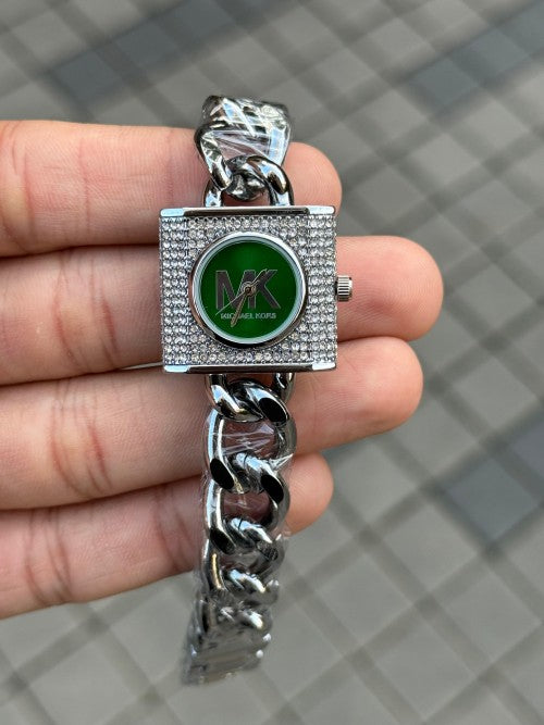 Michael kor s Chain Lock Women s Silver Green