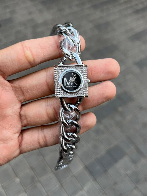 Michael kor s Chain Lock Women s Silver Black
