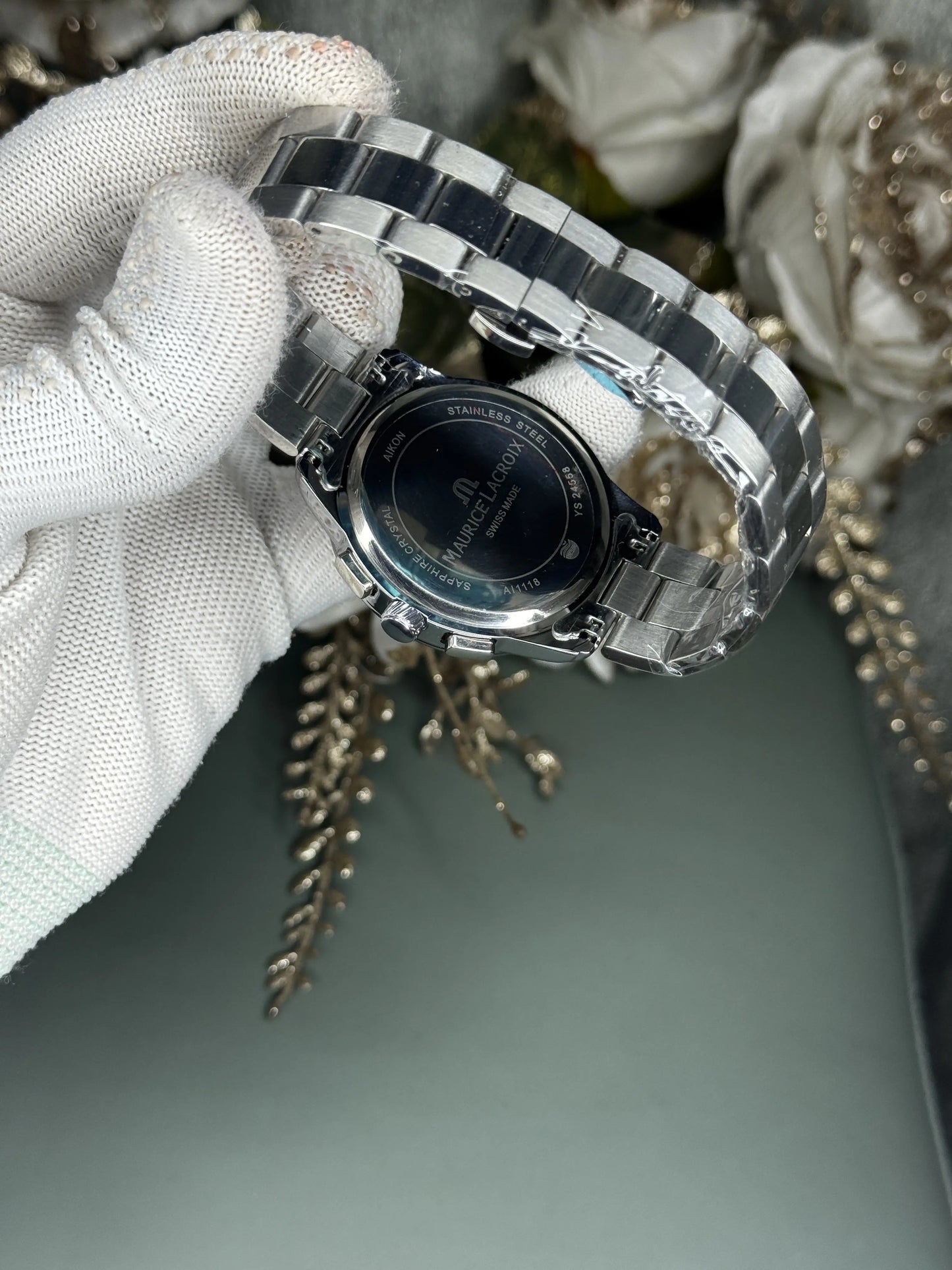 Maurice Lacroix Silver Blue Premium Chronograph Watch