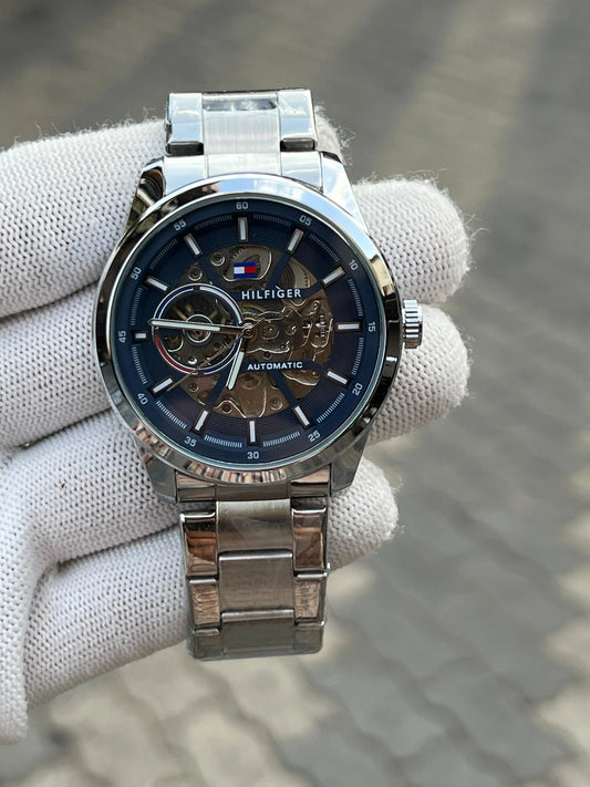 Tommy Hilfige r Automatic Chain Silver Blue