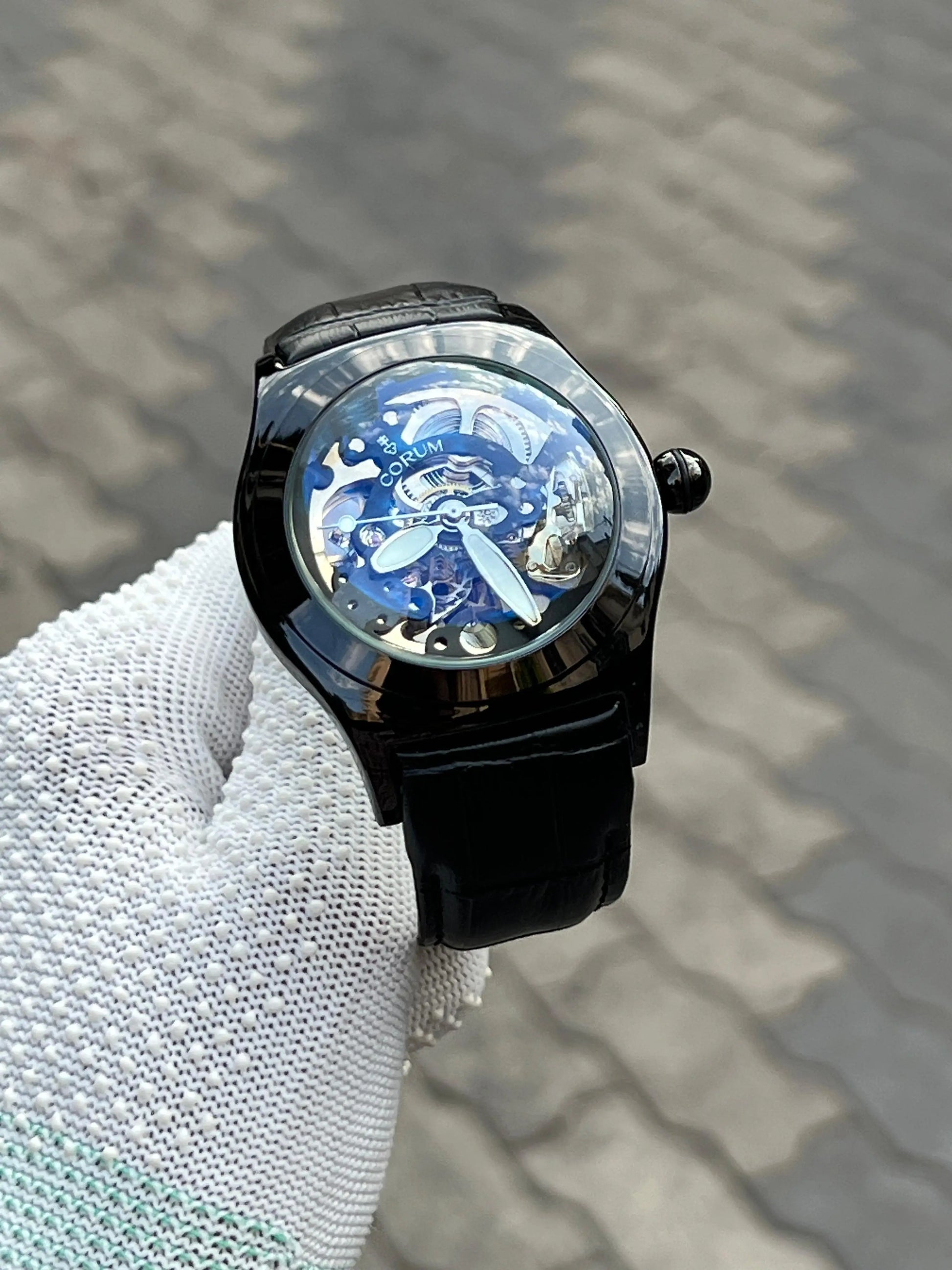 Corum Automatic Black Leather Belt