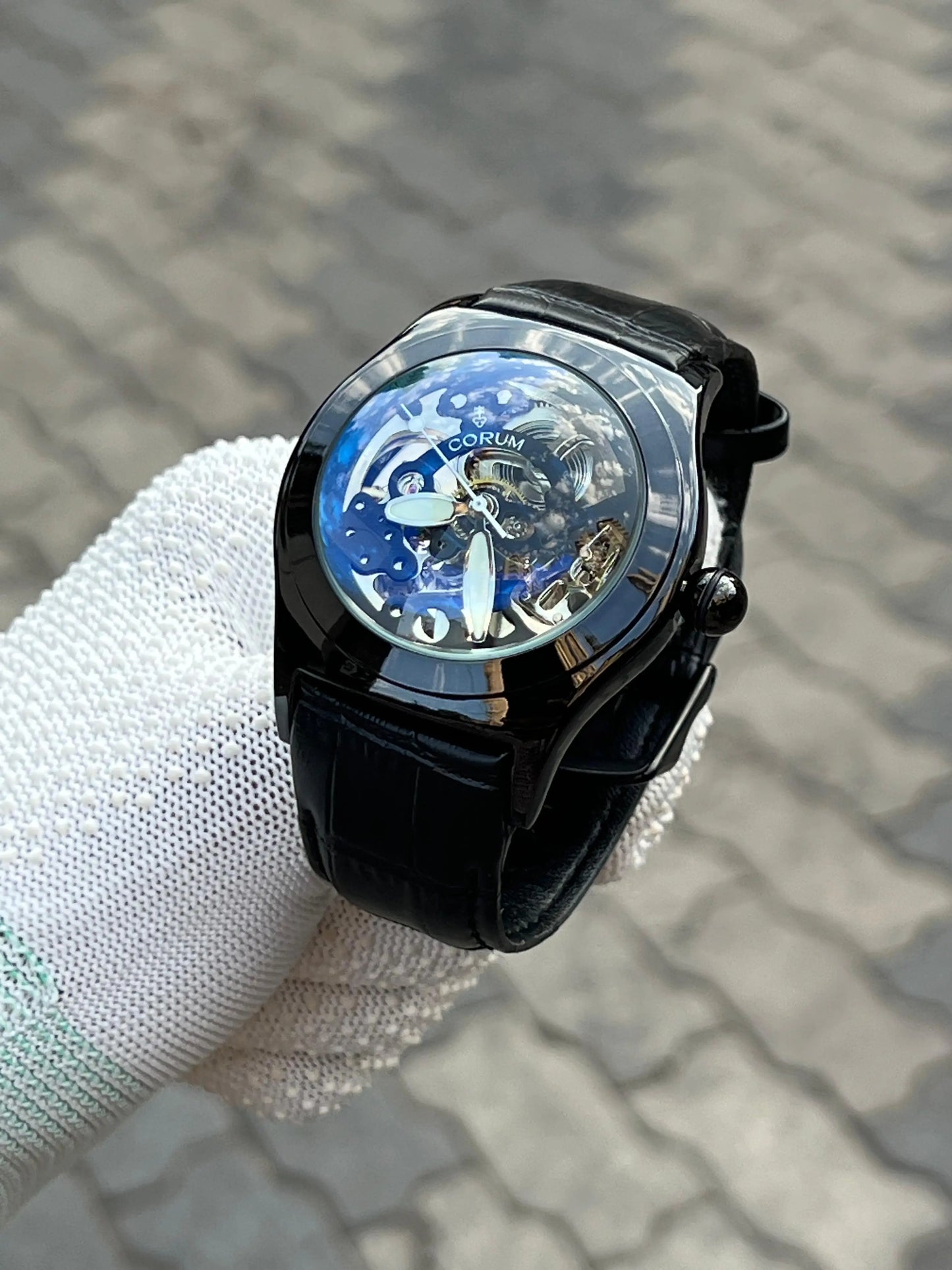 Corum Automatic Black Leather Belt