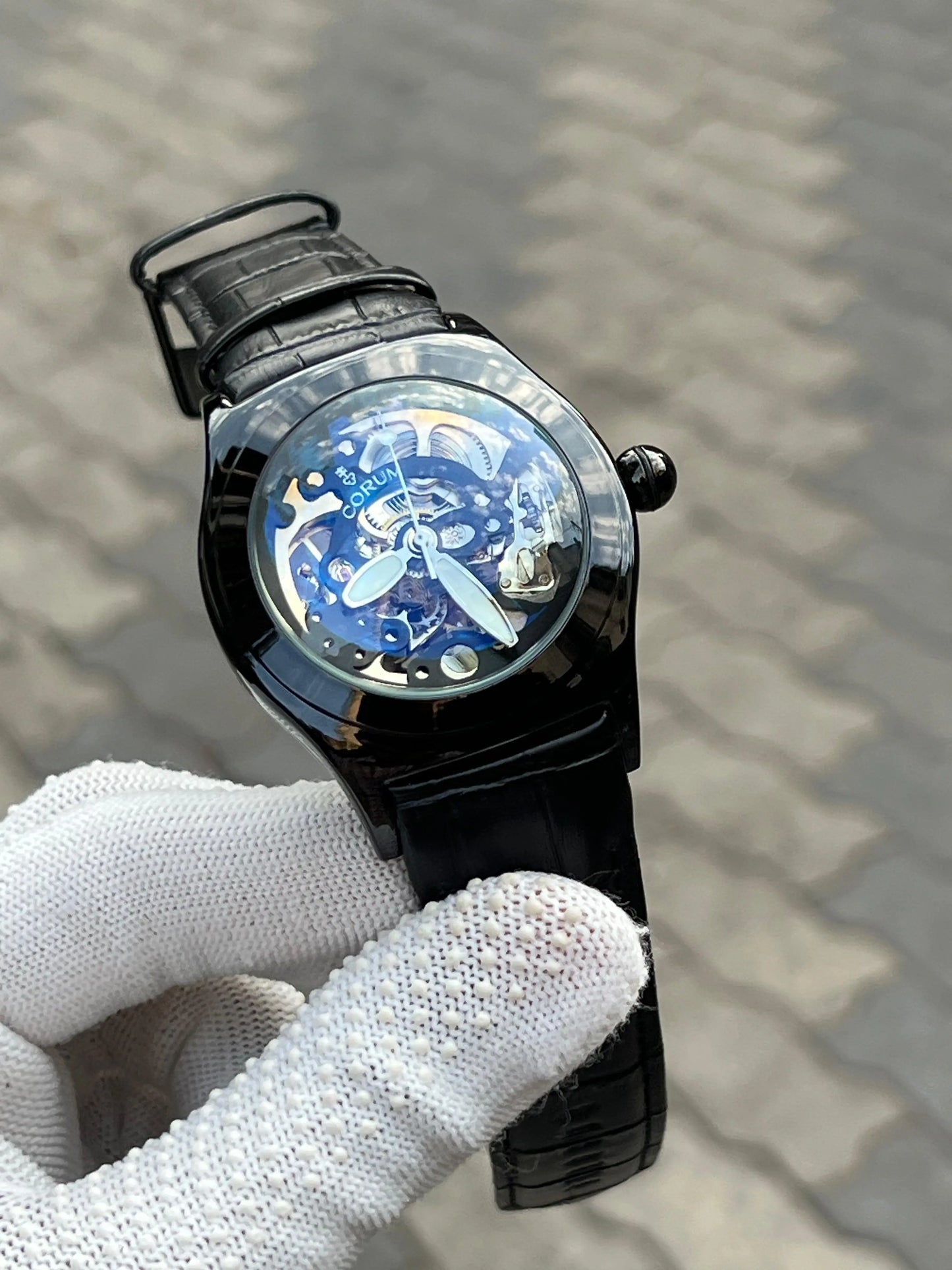 Corum Automatic Black Leather Belt